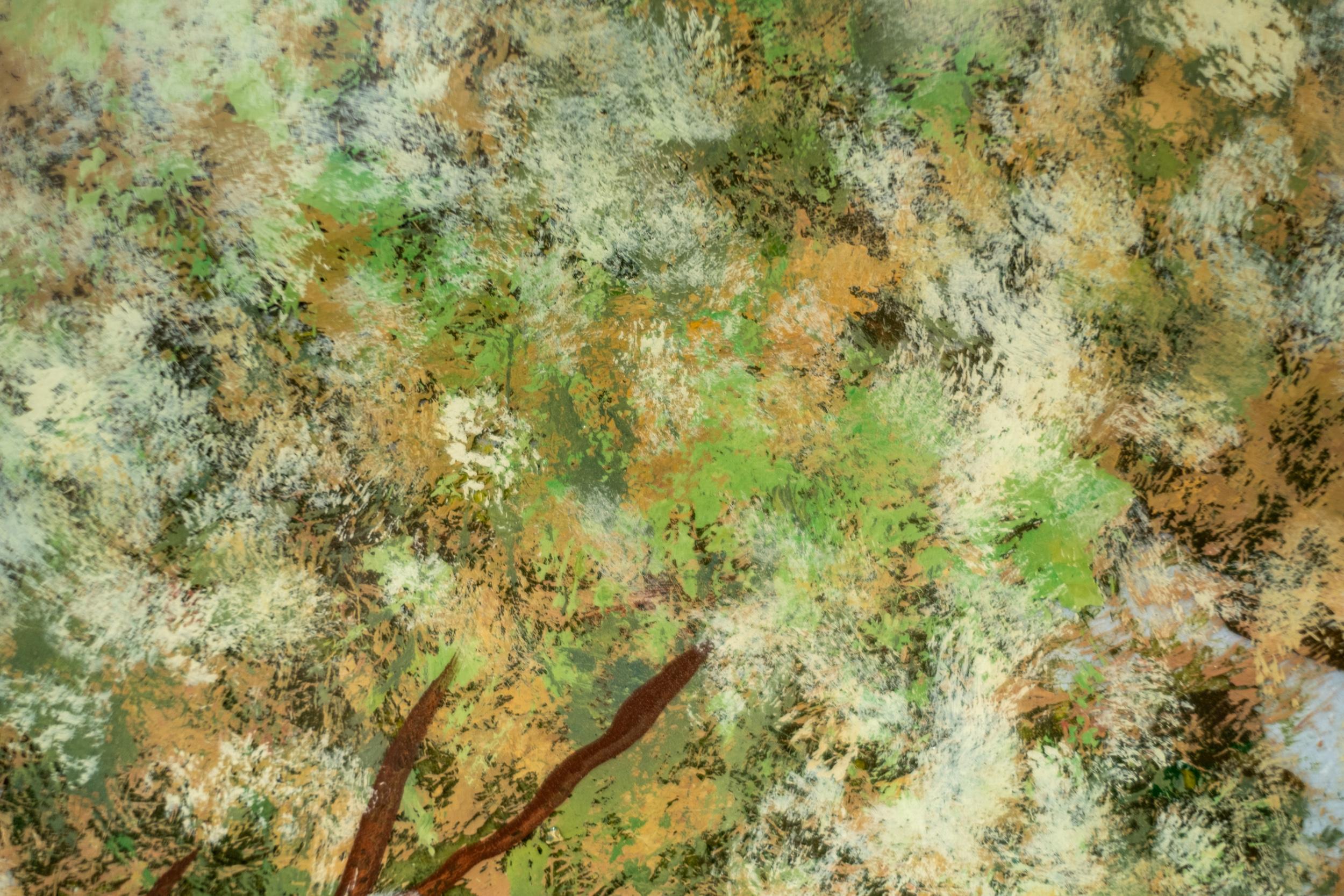 Castaño - contemporáneo, paisaje, árbol, figurativo, acrílico y resina sobre panel en venta 7