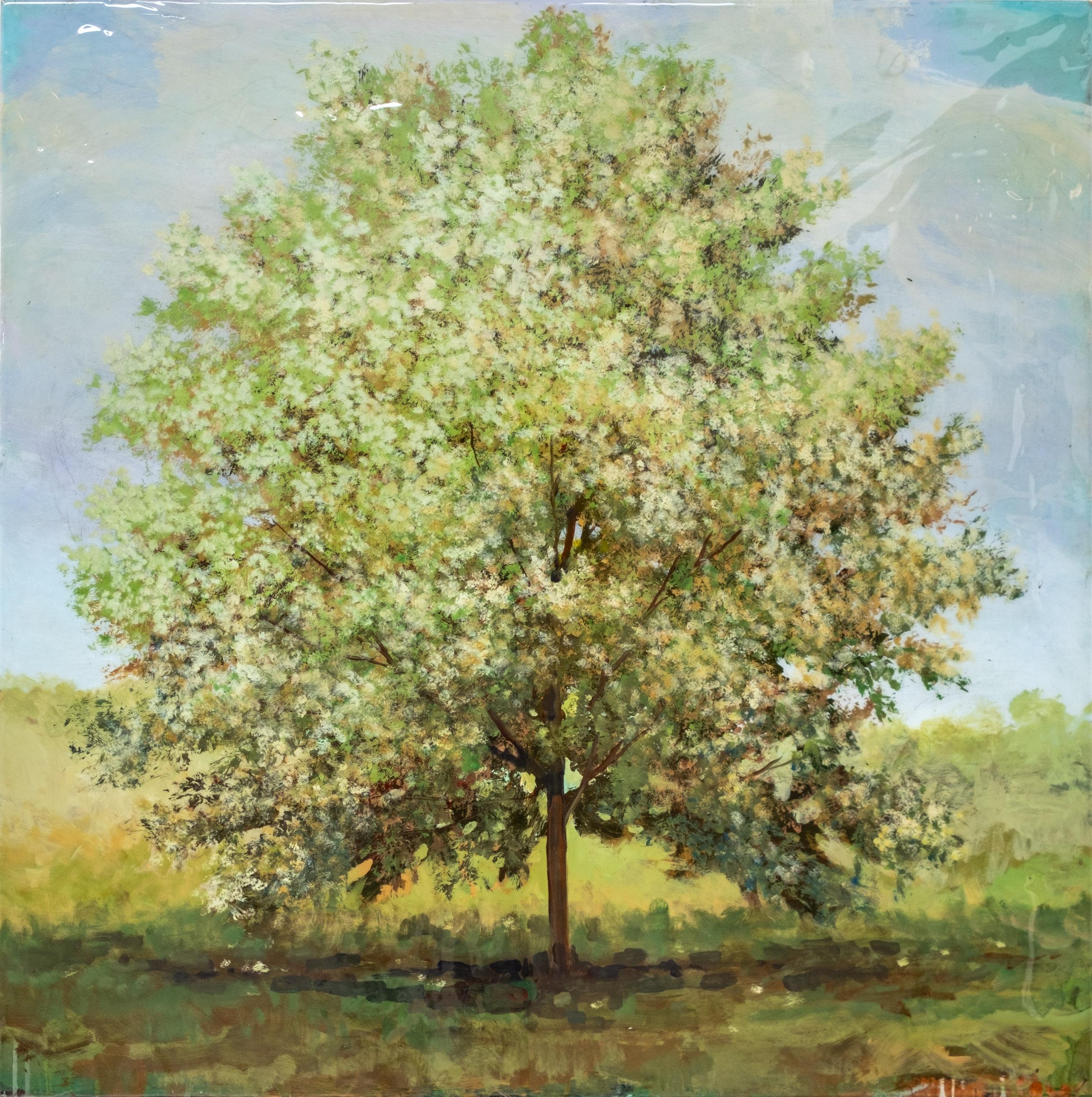 Landscape Painting de Peter Hoffer - Castaño - contemporáneo, paisaje, árbol, figurativo, acrílico y resina sobre panel