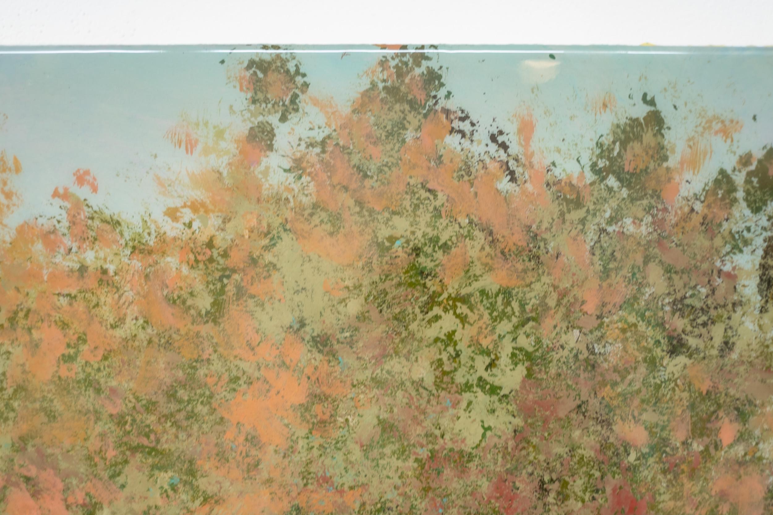 Condado - contemporáneo, paisaje, árbol, figurativo, acrílico y resina sobre panel en venta 2