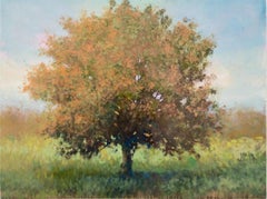 Contea - contemporaneo, paesaggio, albero, figurativo, acrilico e resina su pannello