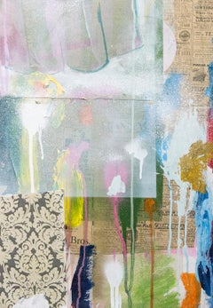 Dior - acrylic, oil, vintage paper, fashion female model, collage in plexiglass