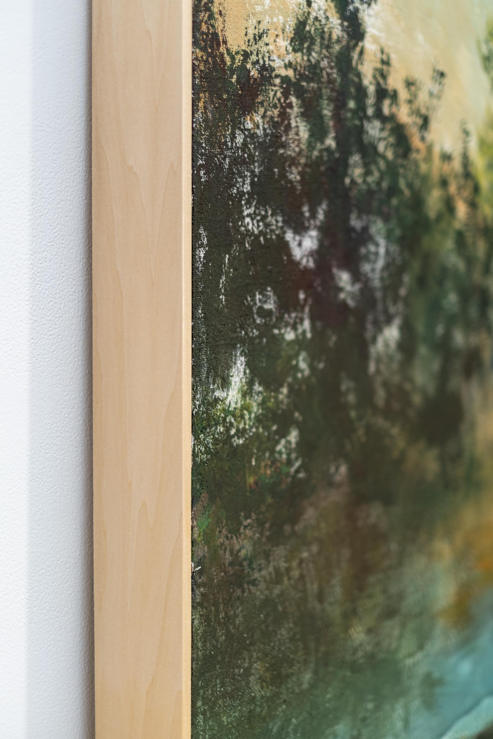 Mirada - contemporánea, figurativa, paisaje, arcilla y pigmento sobre yute en venta 5