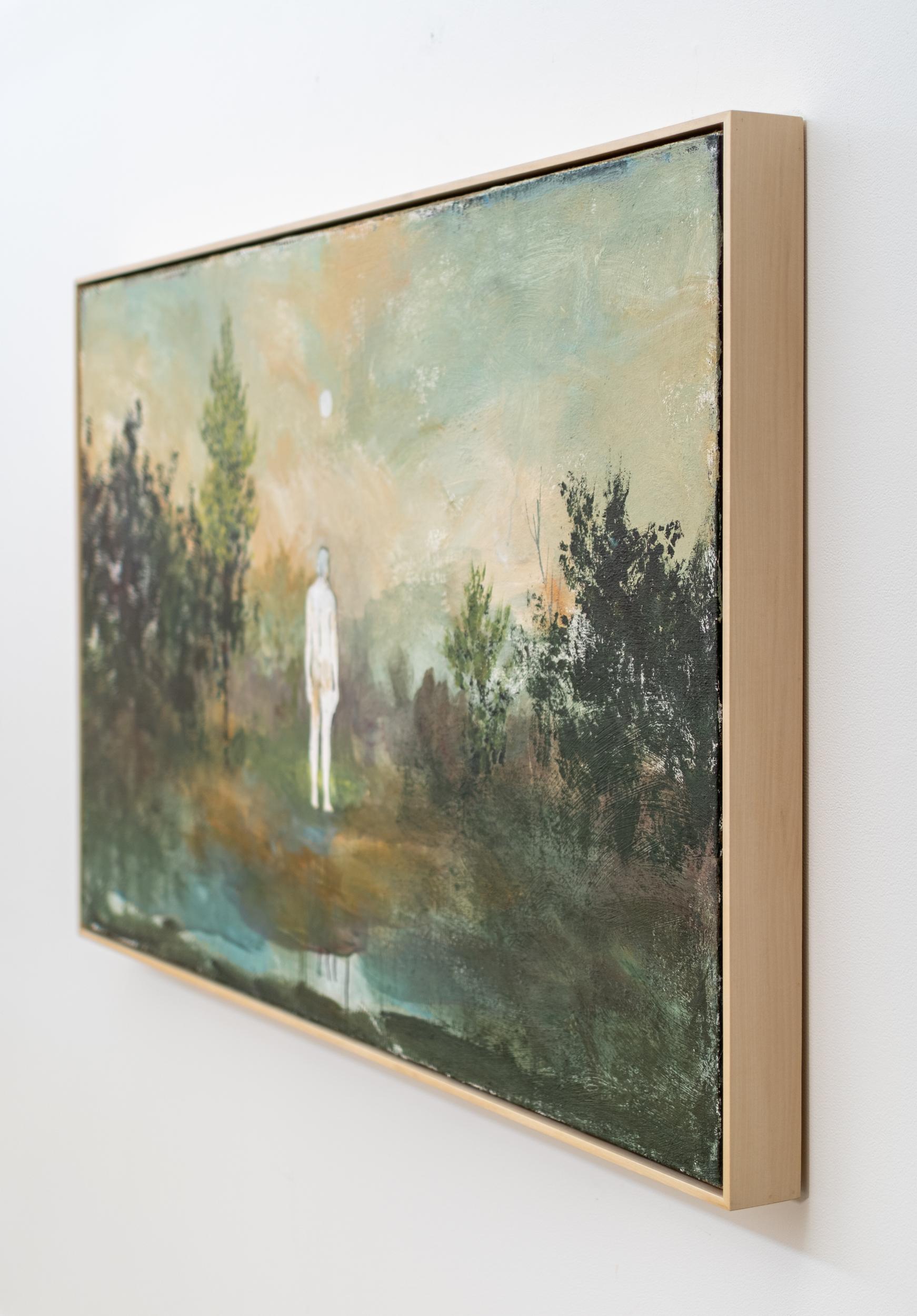 Mirada - contemporánea, figurativa, paisaje, arcilla y pigmento sobre yute - Figurative Painting Negro de Peter Hoffer