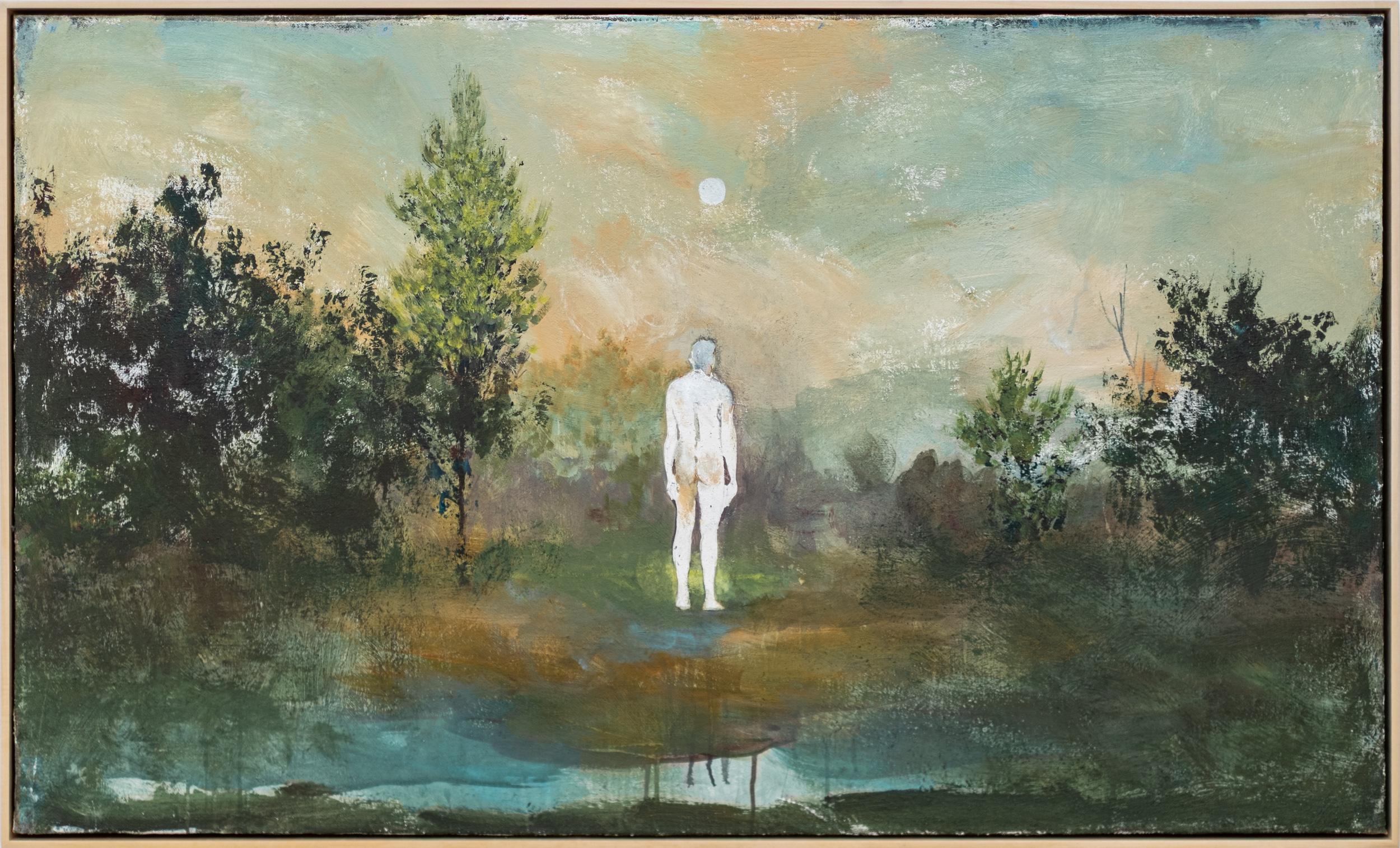 Mirada - contemporánea, figurativa, paisaje, arcilla y pigmento sobre yute