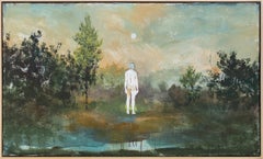 Gaze - contemporary, figurative, landscape, clay and pigment on jute