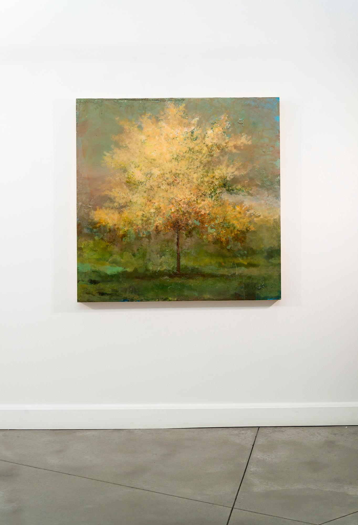 Harunobu - contemporáneo, paisaje, árbol, acrílico y resina sobre panel - Painting de Peter Hoffer
