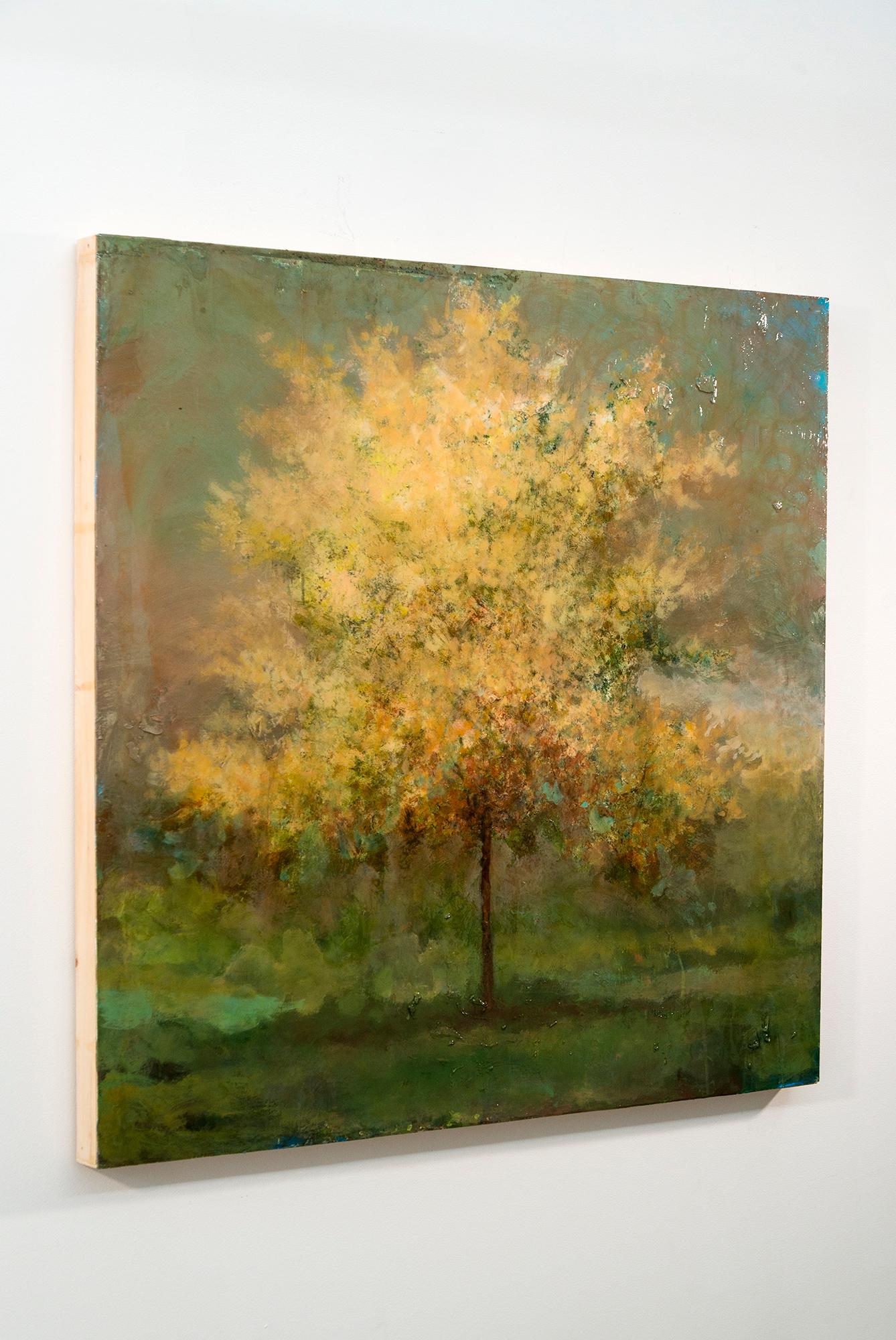 Harunobu - contemporáneo, paisaje, árbol, acrílico y resina sobre panel - Painting Contemporáneo de Peter Hoffer