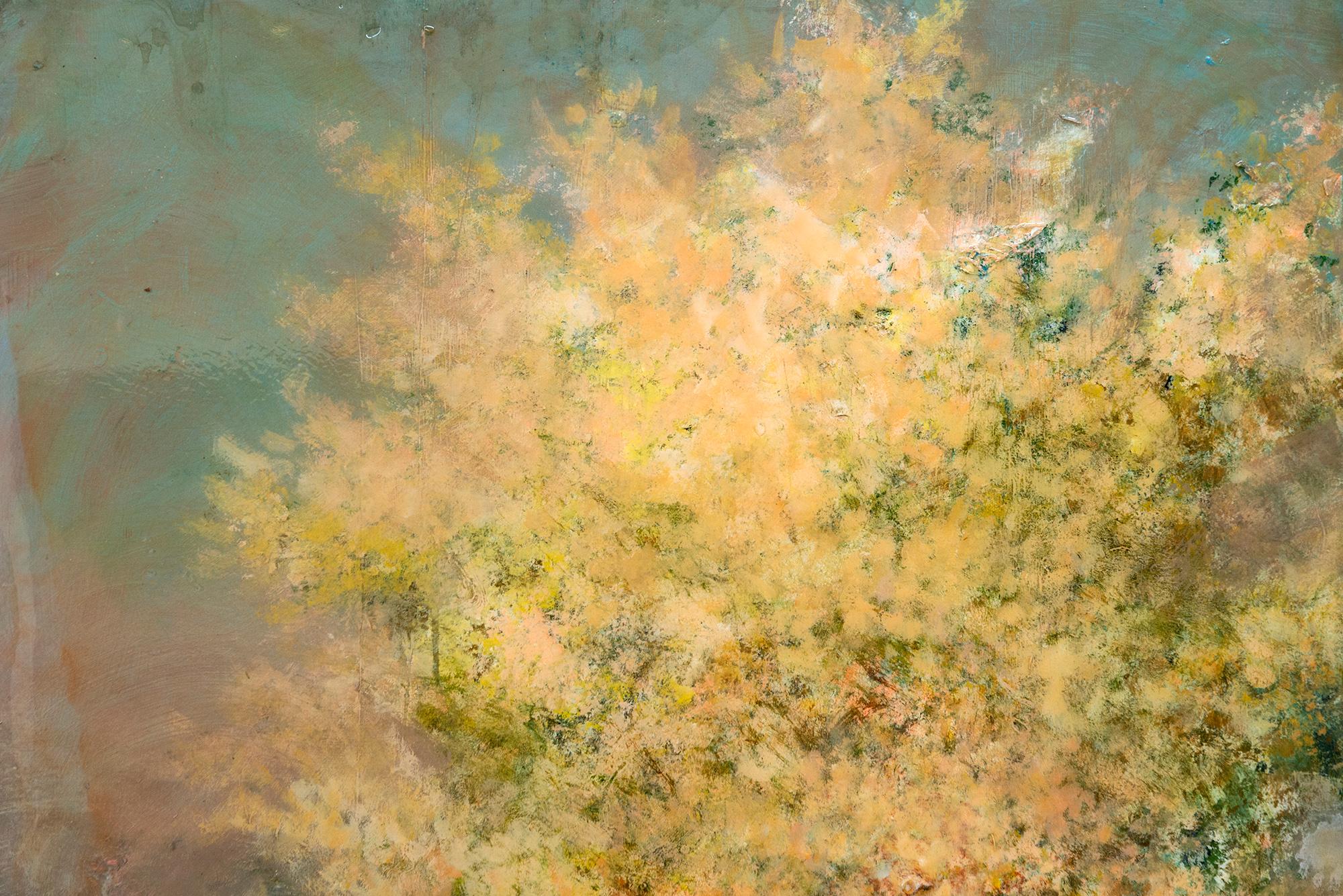 Este cuadro de paisaje contemporáneo de un árbol fue creado por Peter Hoffer, respetado en el mundo del arte internacional como artista contemporáneo por sus paisajes etéreos y atmosféricos.

El árbol resplandece en una alegre paleta de amarillo