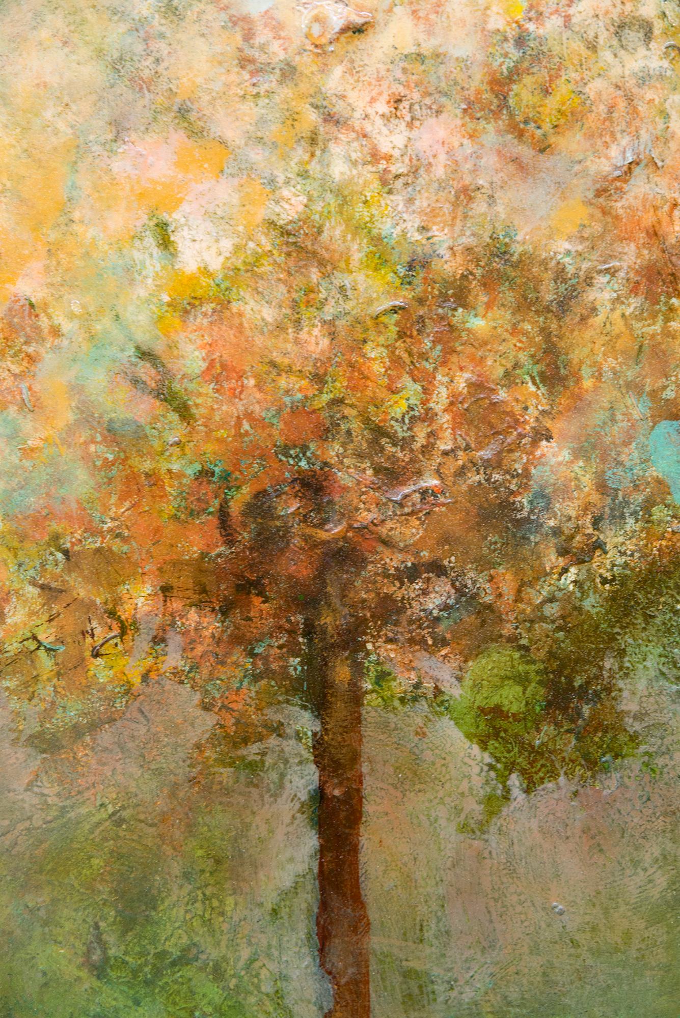 Harunobu - contemporáneo, paisaje, árbol, acrílico y resina sobre panel 4