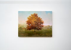 Huron - contemporary, landscape, tree, figurative, acrylic and resin on panel