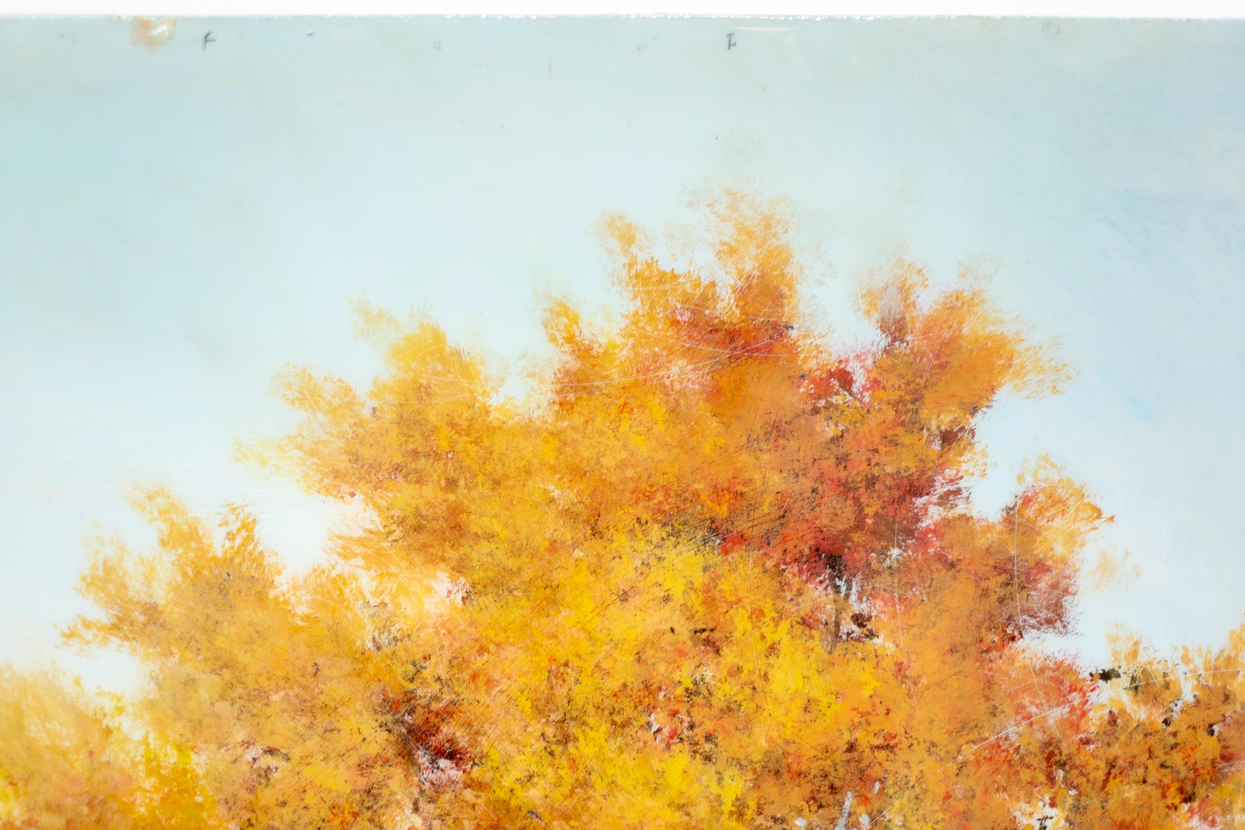 Hurón - contemporáneo, paisaje, árbol, figurativo, acrílico y resina sobre panel en venta 1