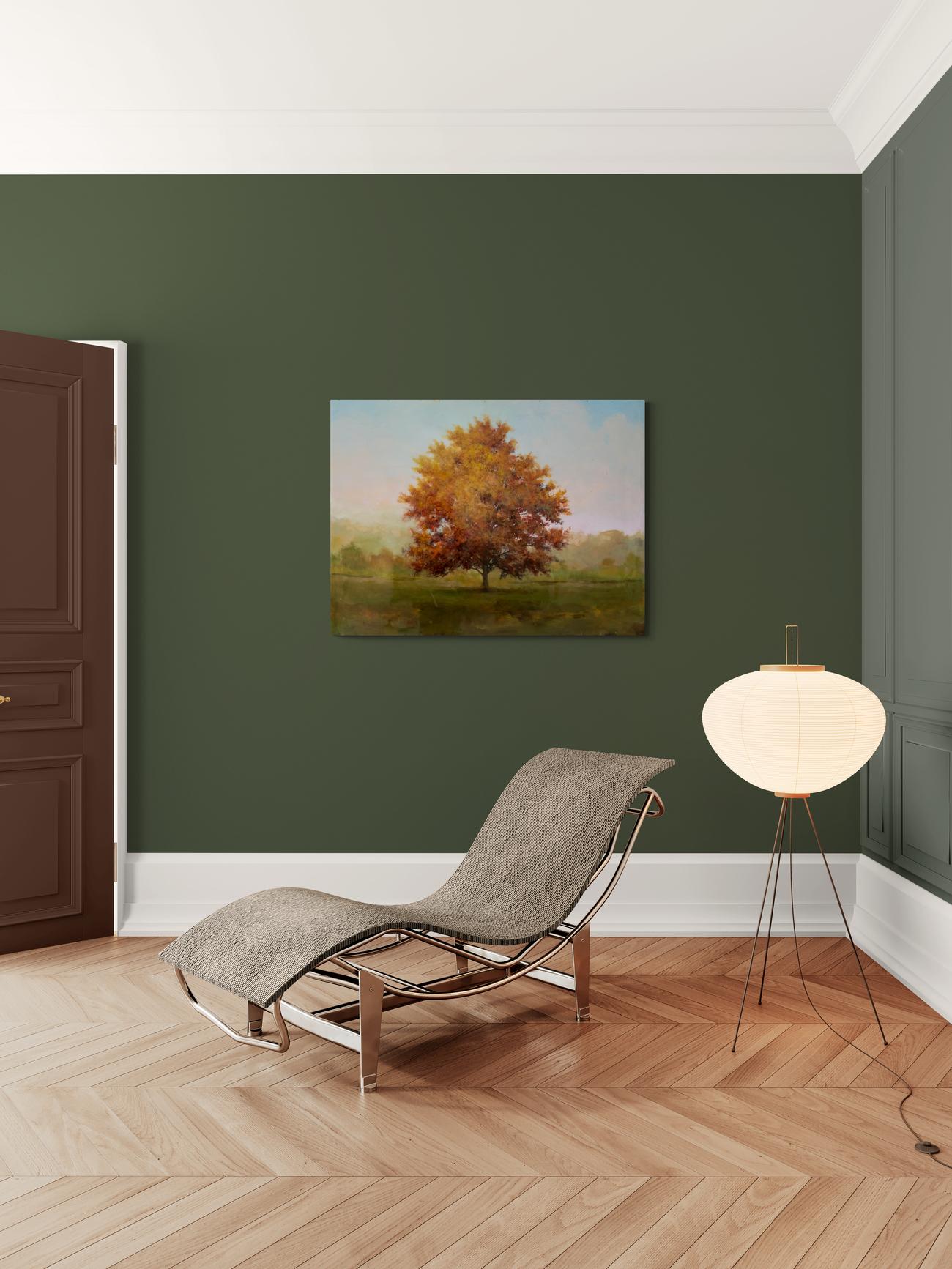 Hurón - contemporáneo, paisaje, árbol, figurativo, acrílico y resina sobre panel en venta 4