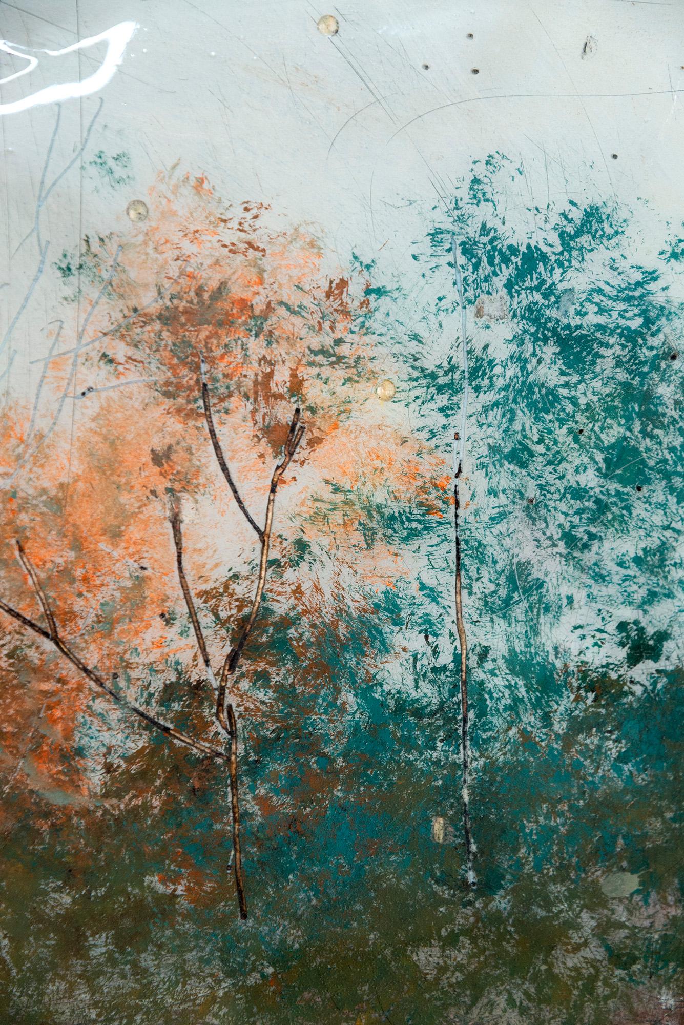 AM Contemporary - contemporain, paysage, arbres, acrylique et résine sur panneau 2