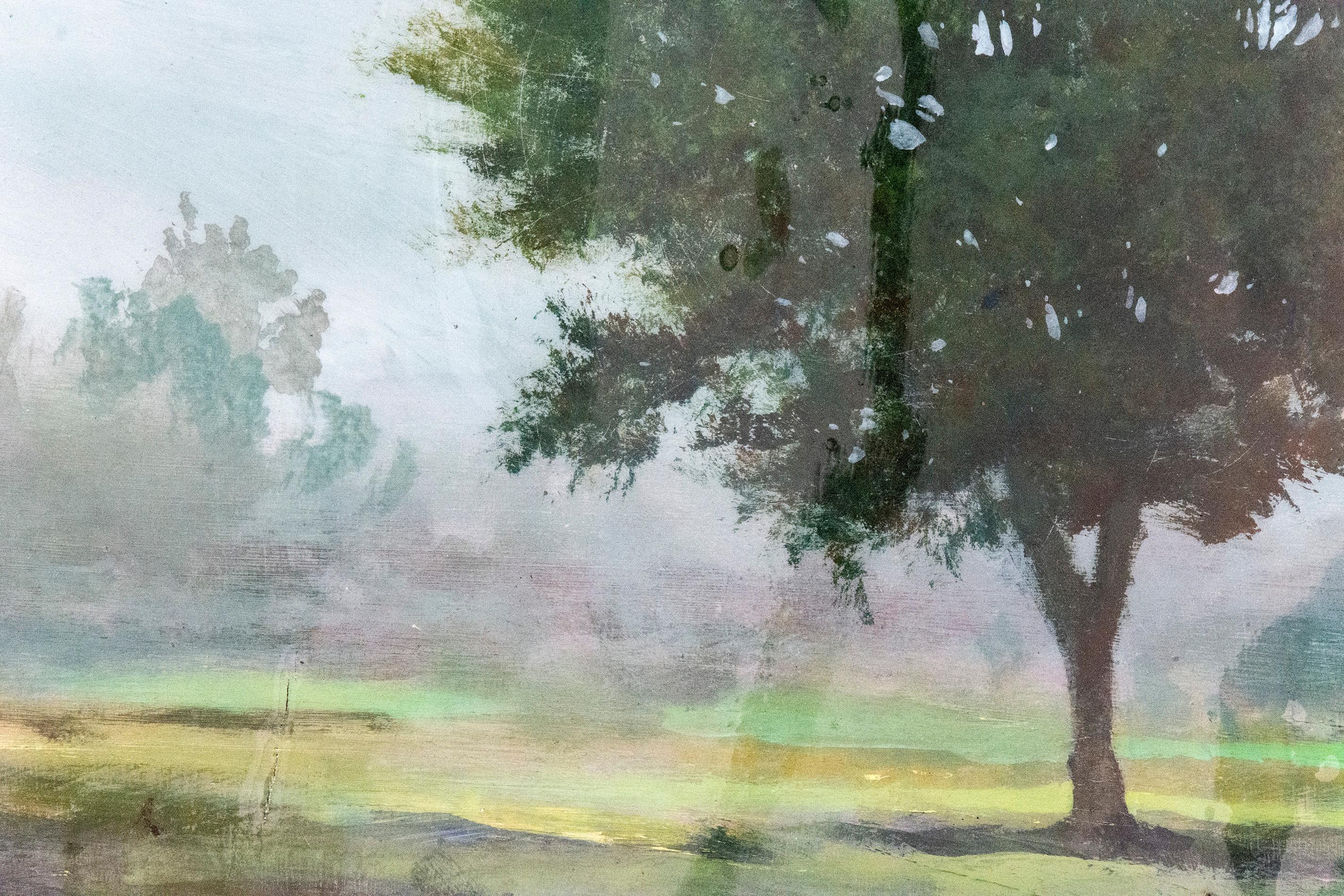 Linden 2020 - soft, landscape, tree, contemporary, acrylic and resin on panel - Painting by Peter Hoffer