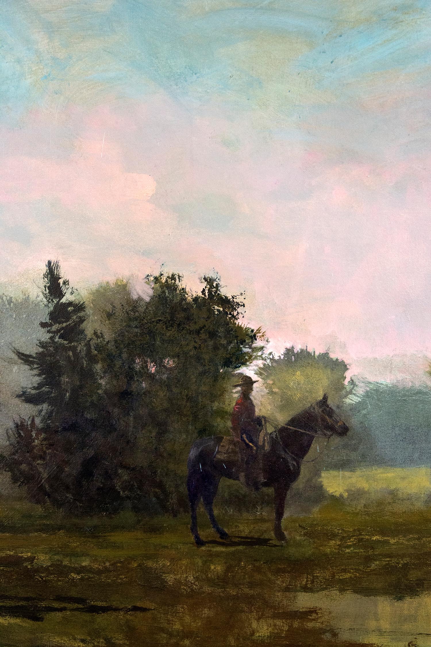 Mountie in Clearing - Contemporary Painting by Peter Hoffer