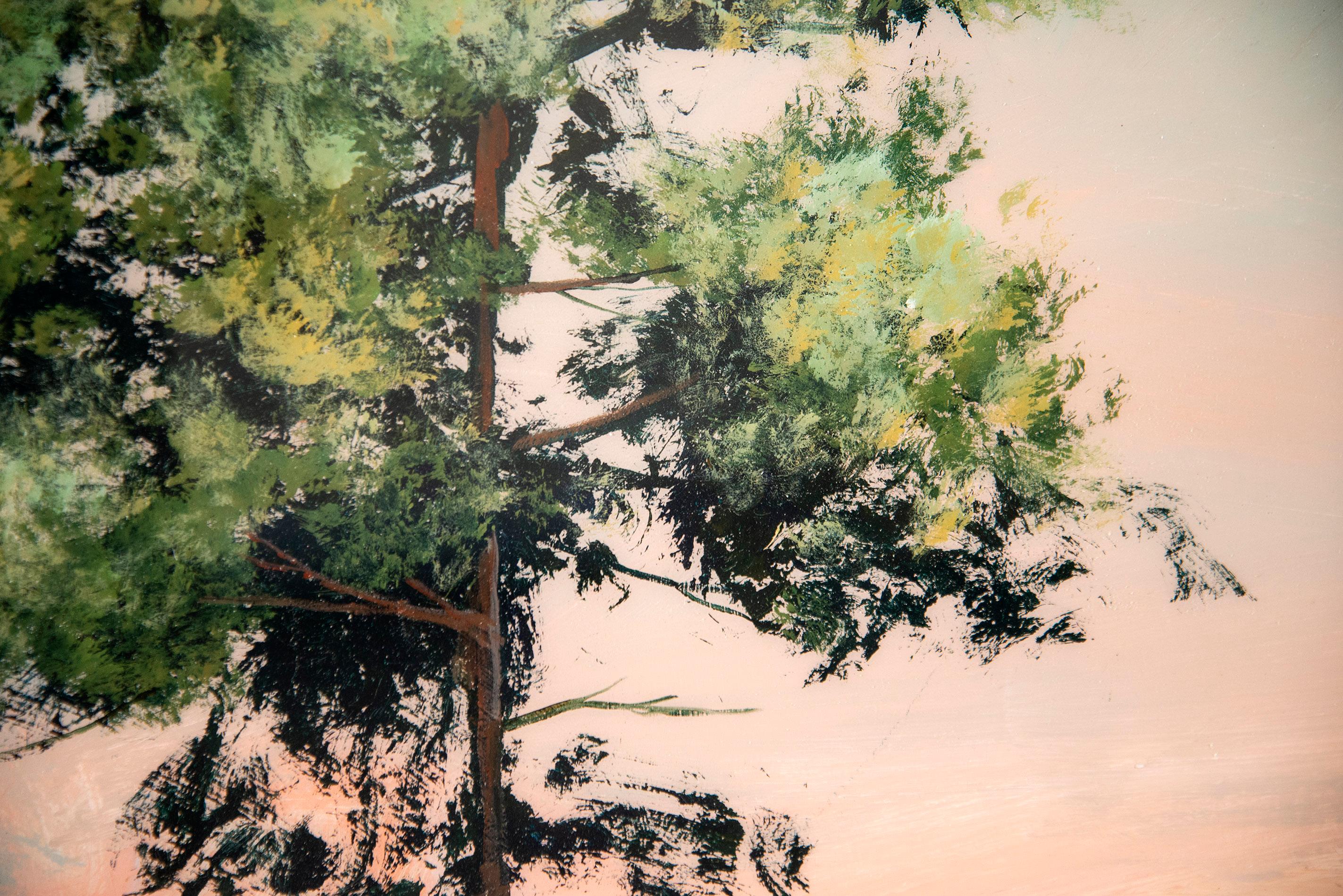Orchard - large, blue, green, landscape, impressionist, resin, acrylic on panel 4