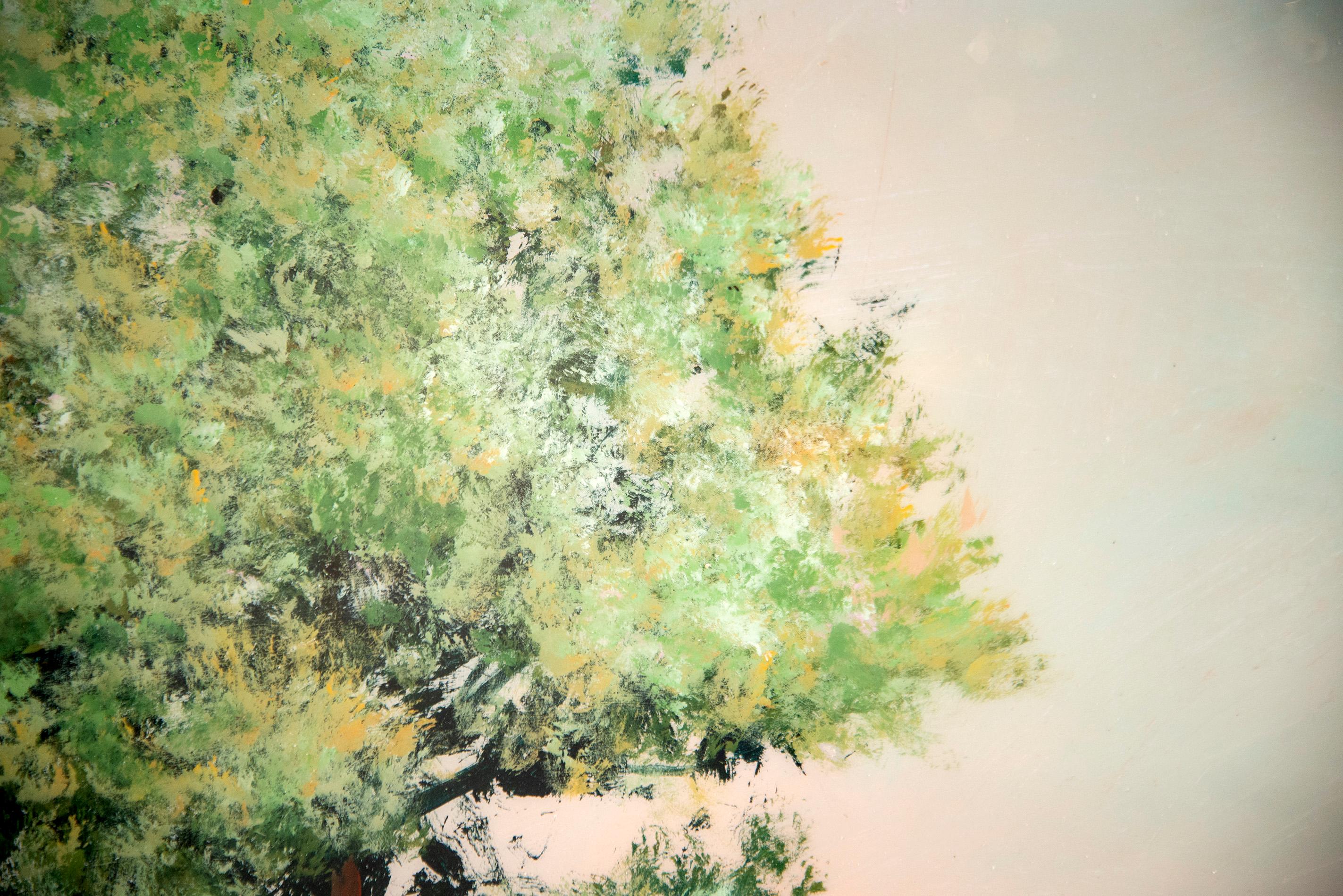Orchard - large, blue, green, landscape, impressionist, resin, acrylic on panel 3