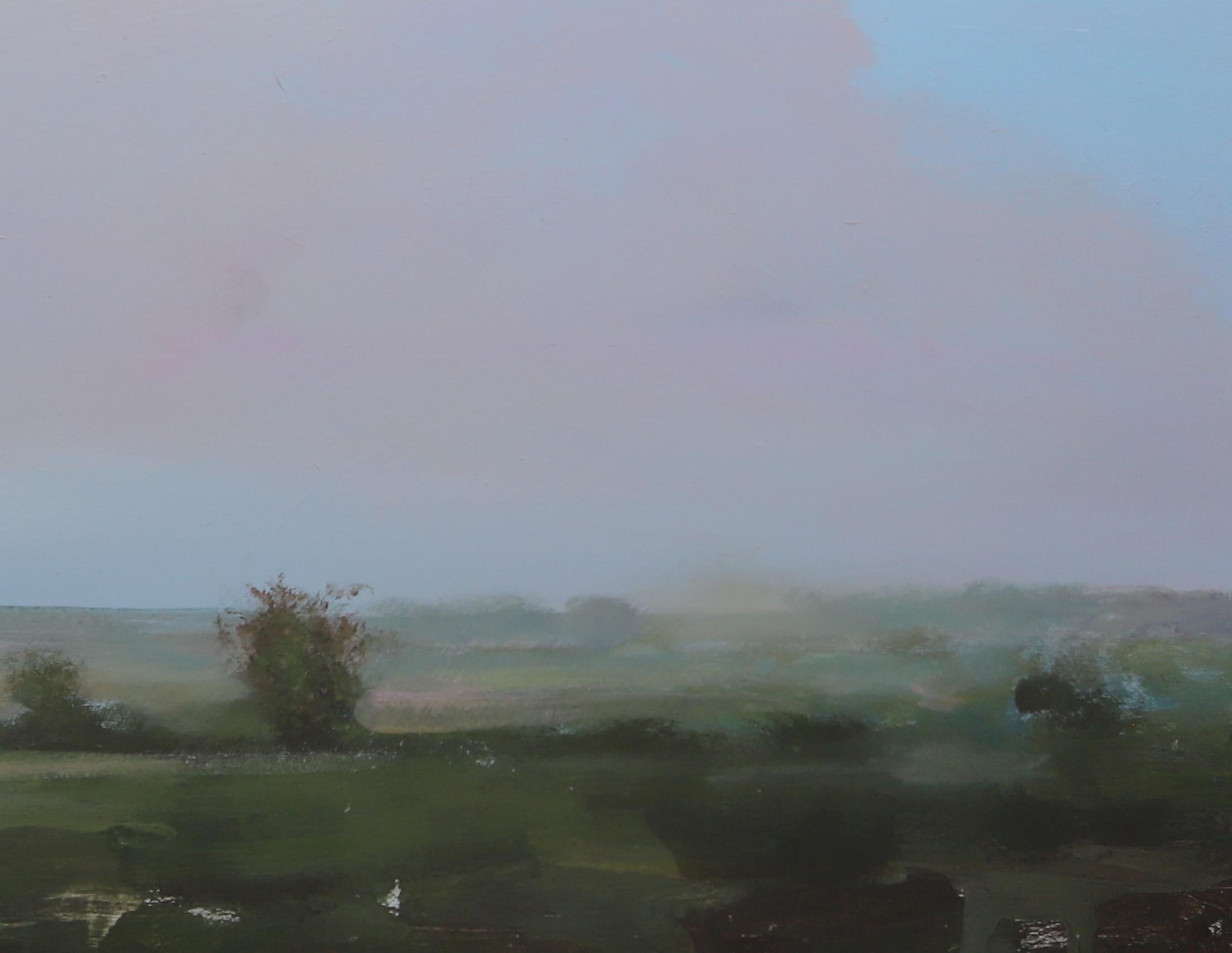 ''Pastoral 20.1'' Contemporary Canadian Landscape Painting - Gray Figurative Painting by Peter Hoffer