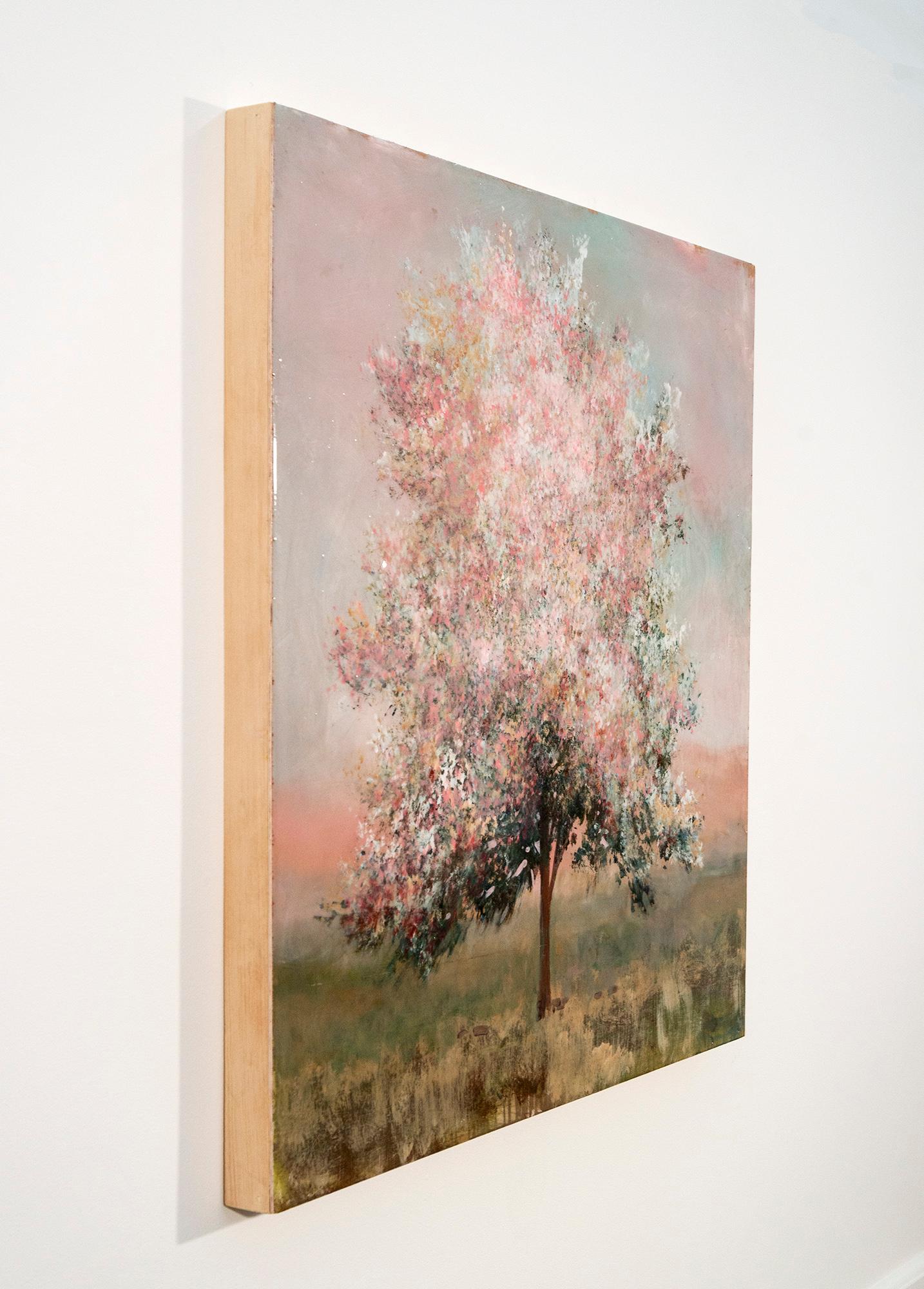 Peche - contemporaneo, paesaggio, albero, acrilico e resina su pannello - Painting di Peter Hoffer