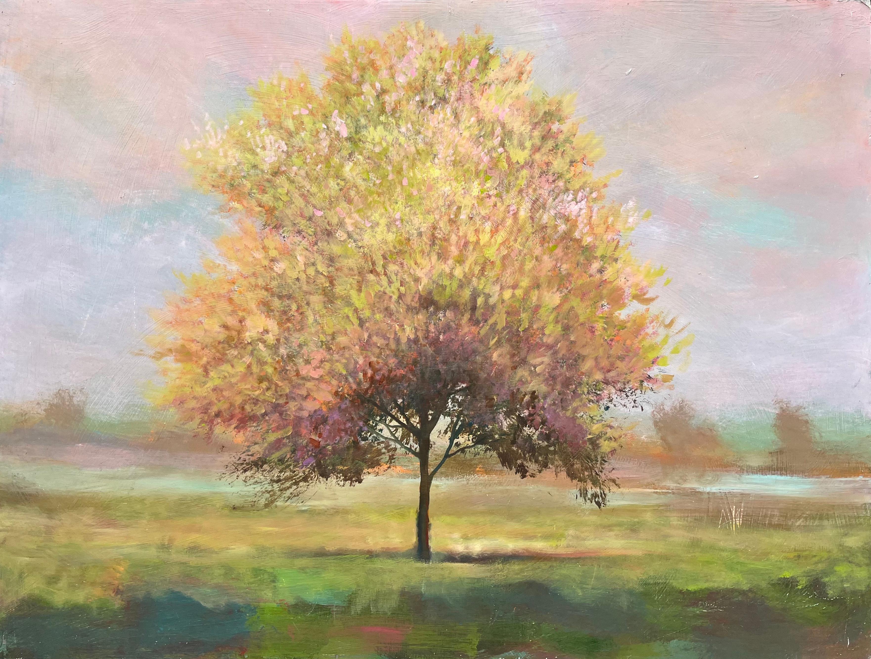 Peter Hoffer "Yellow Mantle Ash" 2025 acrylic with textured epoxy on board