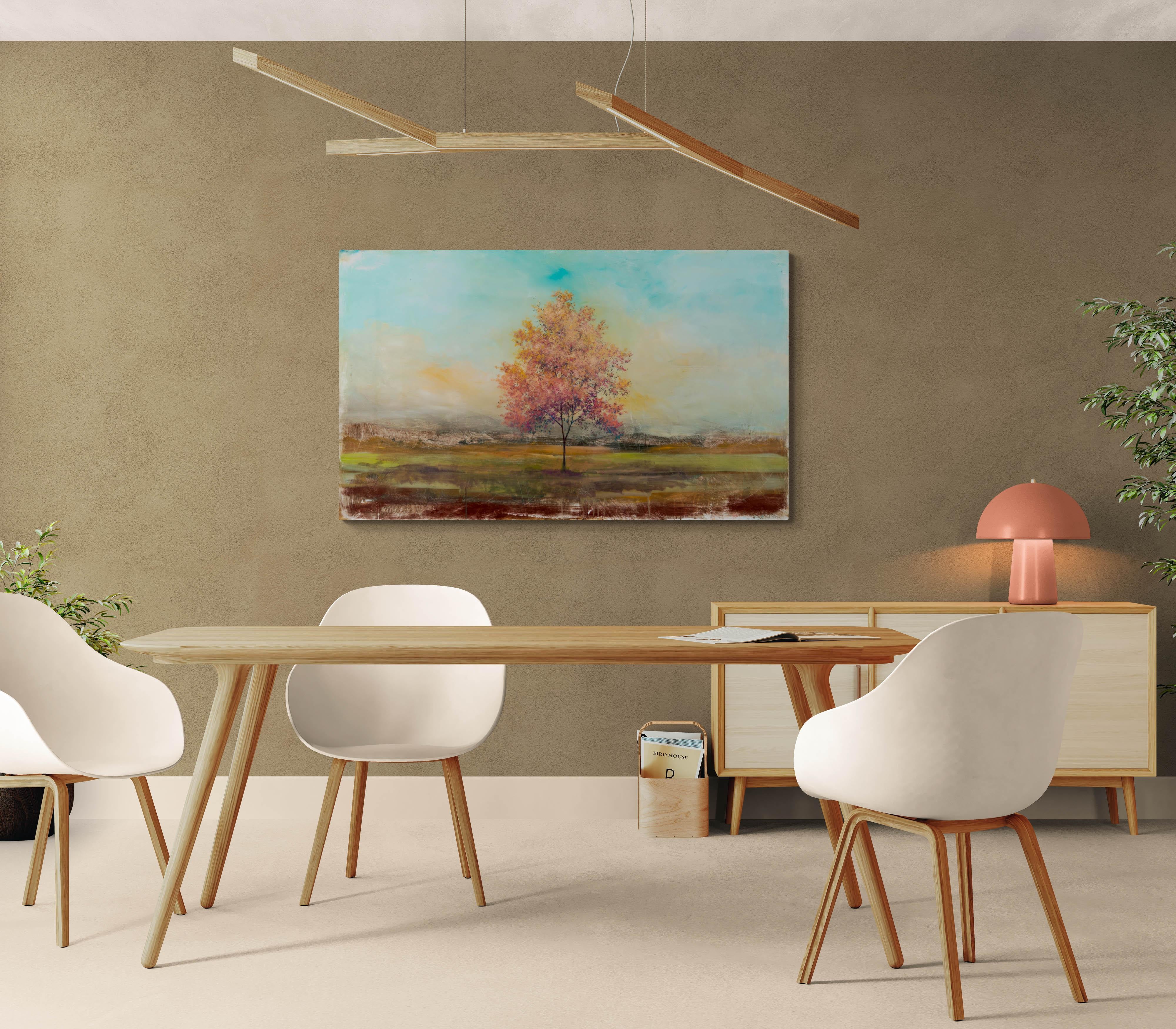 Plum Tree - contemporary, landscape, tree, acrylic and resin on panel For Sale 5