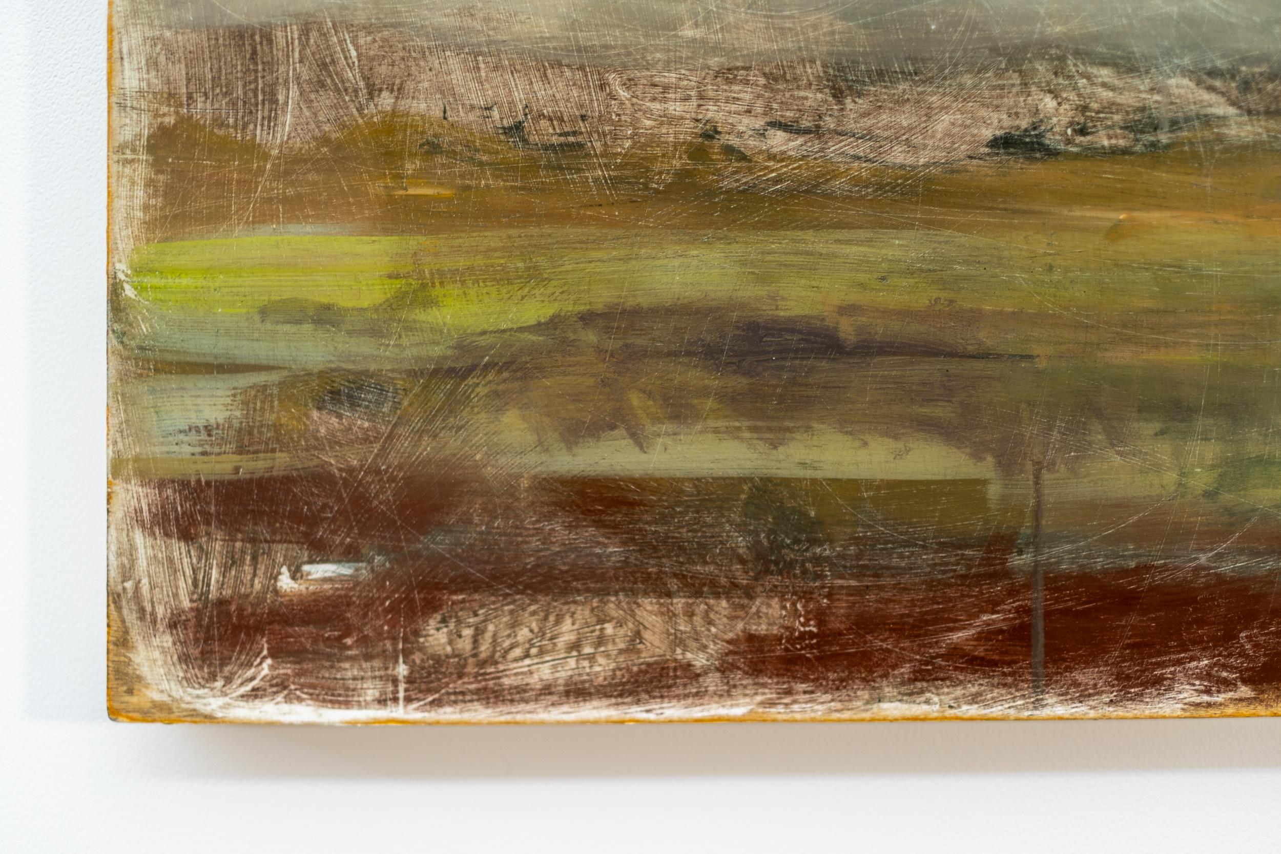 This contemporary mixed media landscape featuring a fruit tree is by Peter Hoffer.

The ephemeral beauty of a plum tree cloaked in spring blossoms is captured in this landscape by Canadian artist Peter Hoffer. Renowned for his romantic landscapes,