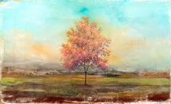 Plum Tree - contemporary, landscape, tree, acrylic and resin on panel