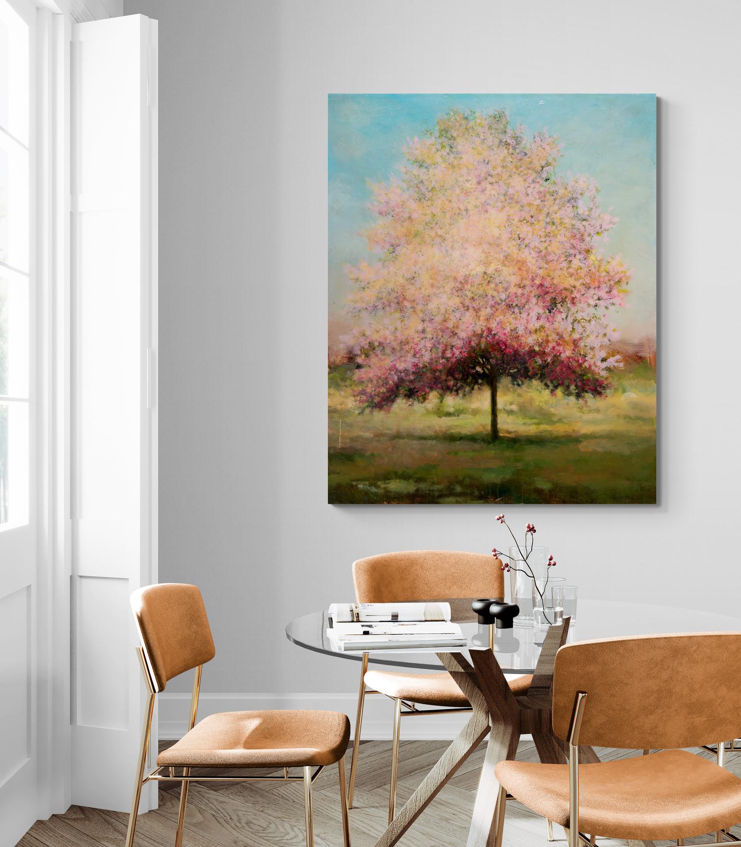 Printemps Pomme II - contemporaneo, paesaggio, albero, acrilico e resina su pannello in vendita 6