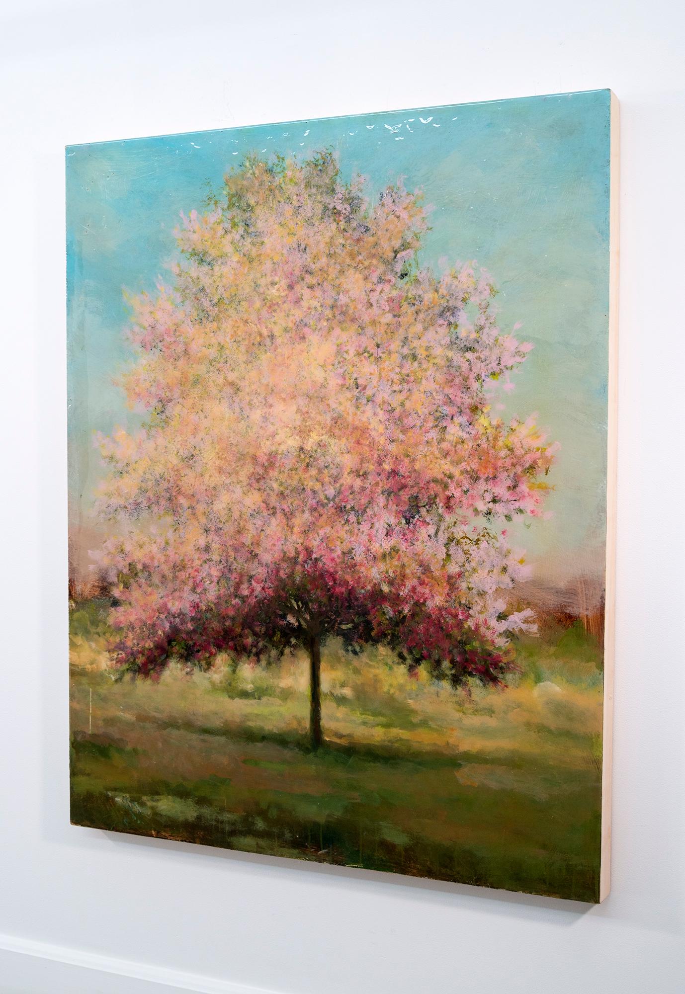 Printemps Pomme II - contemporaneo, paesaggio, albero, acrilico e resina su pannello - Painting Contemporaneo di Peter Hoffer