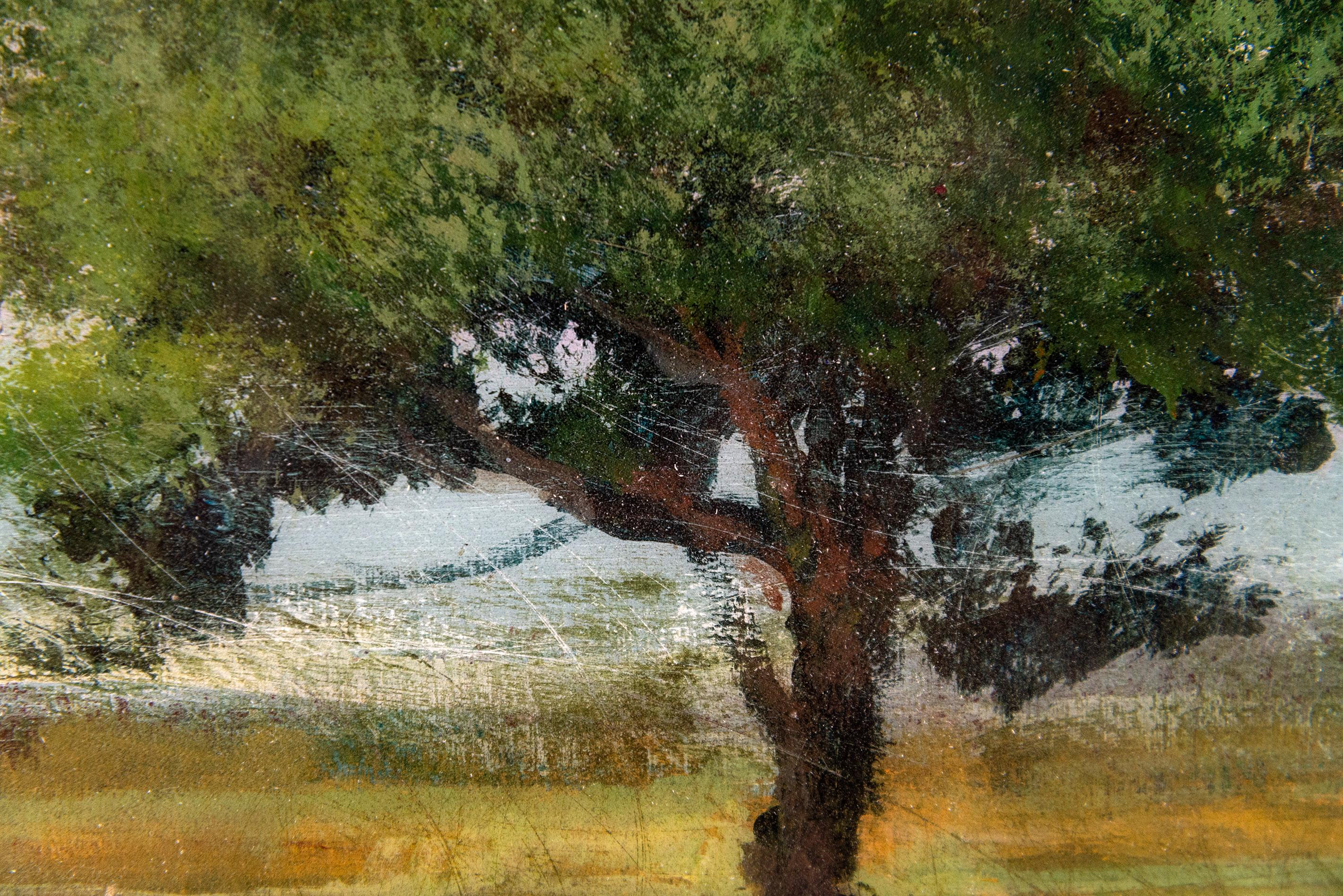 Sergeant - contemporaneo, paesaggio, albero, figurativo, acrilico e resina su pannello - Landscape Painting Marrone di Peter Hoffer