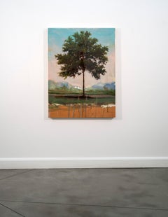 Silver Maple - large, tree, landscape, impressionist, resin, acrylic on panel