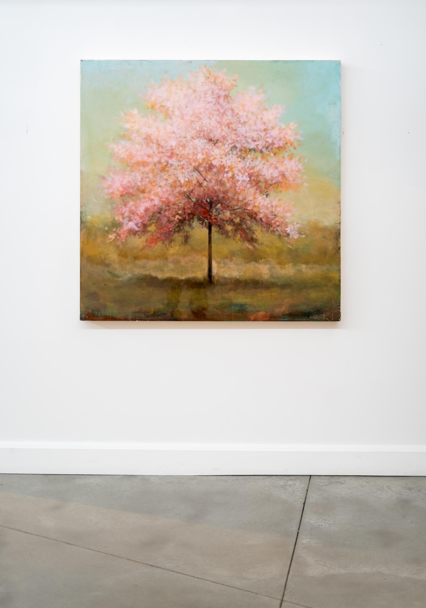 Temple - contemporaneo, paesaggio, albero, figurativo, acrilico e resina su pannello - Painting di Peter Hoffer