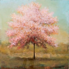 Temple - contemporaneo, paesaggio, albero, figurativo, acrilico e resina su pannello