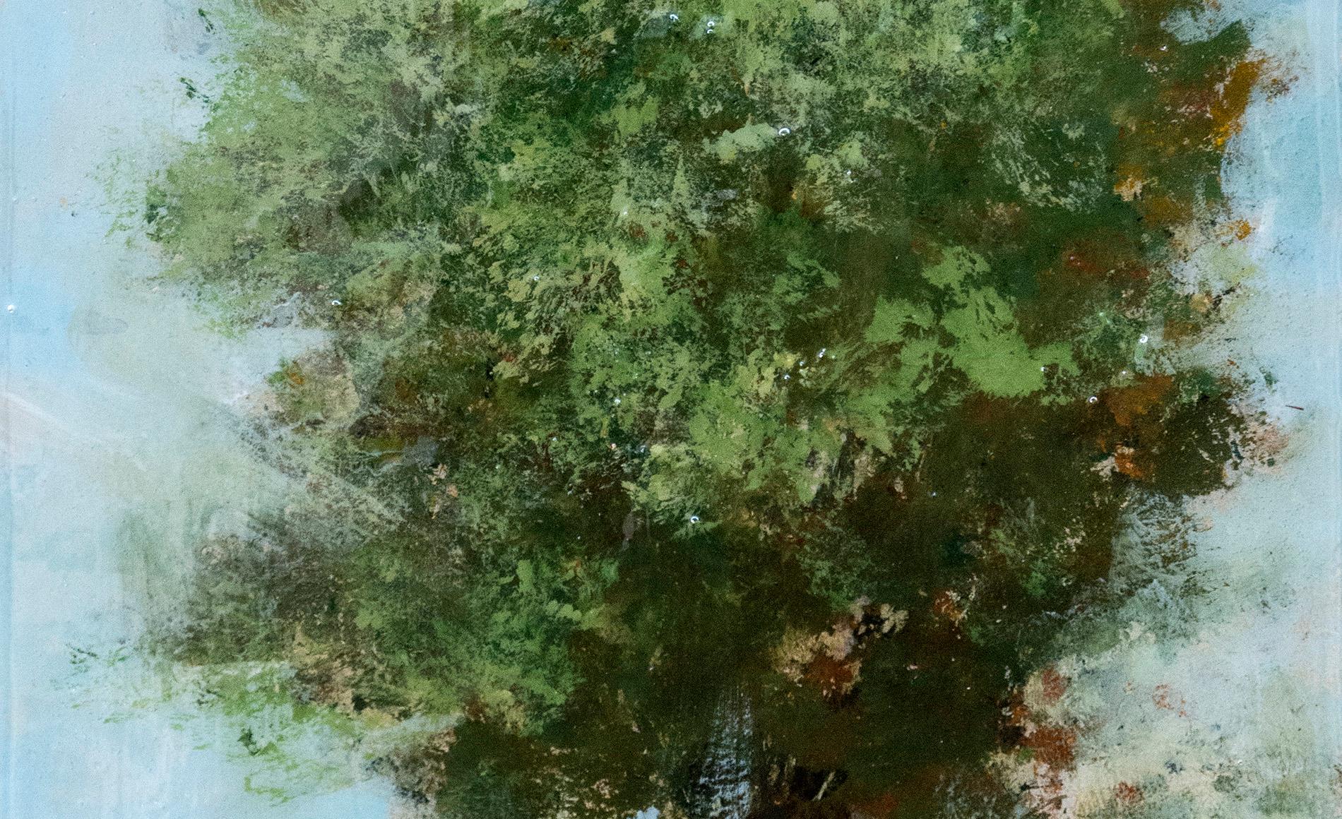 Baumporträt 20202 – kleine, grüne, blaue, figurative Serie aus Acryl auf Tafel (Zeitgenössisch), Painting, von Peter Hoffer