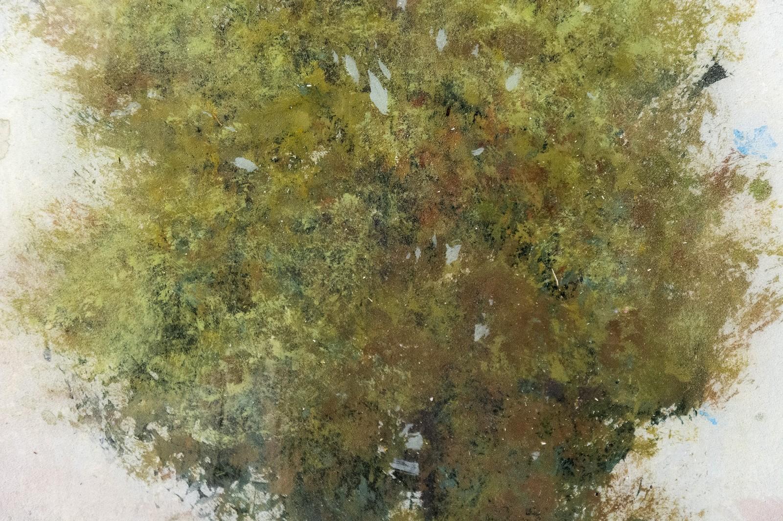 Baumporträt 20205 - klein, grün, rosa, figurativ, Acryl auf Platte Serie (Zeitgenössisch), Painting, von Peter Hoffer