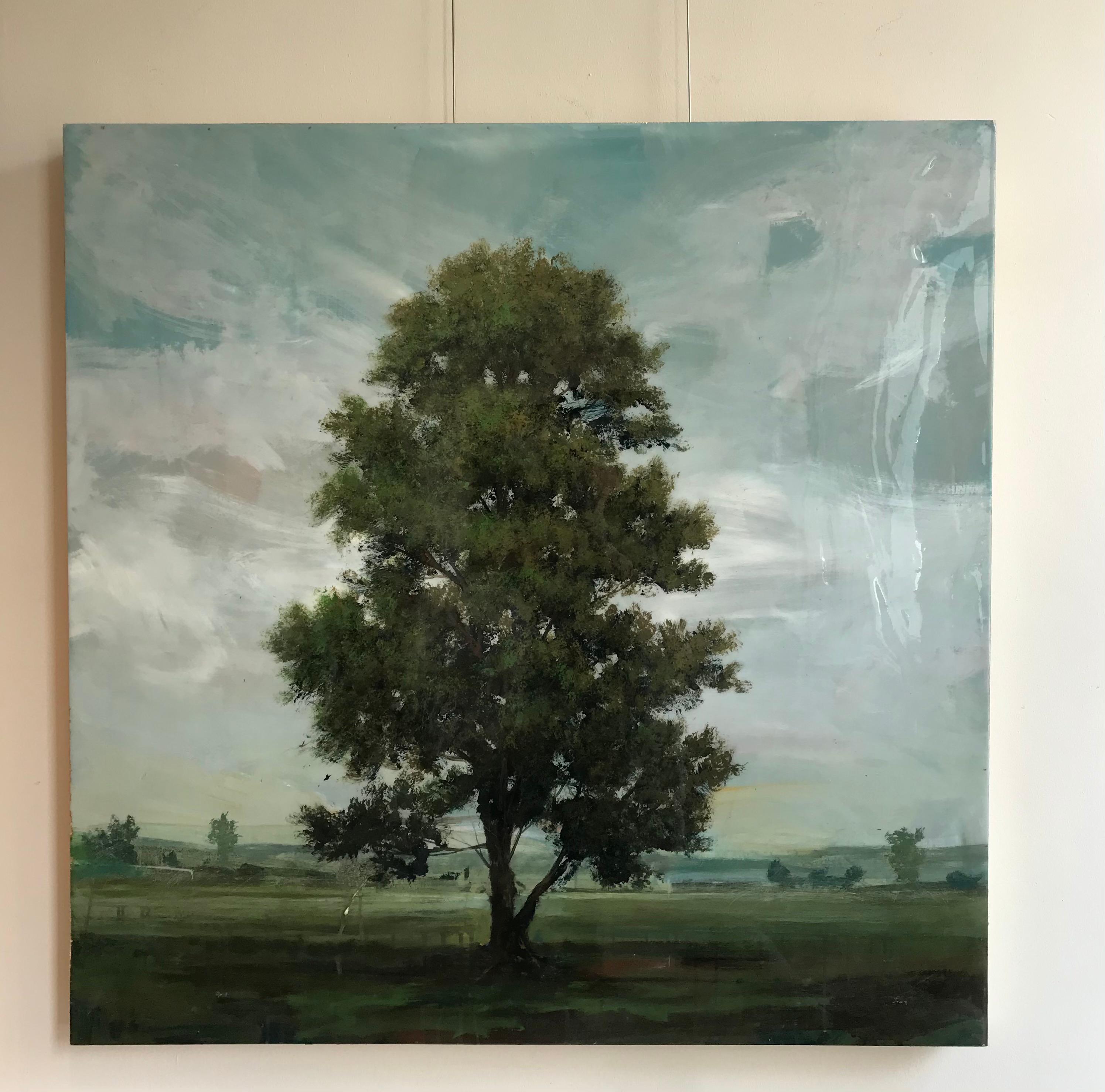 ''Vermeer' Contemporary Canadian Landscape Painting with Moving Sky and Tree 3