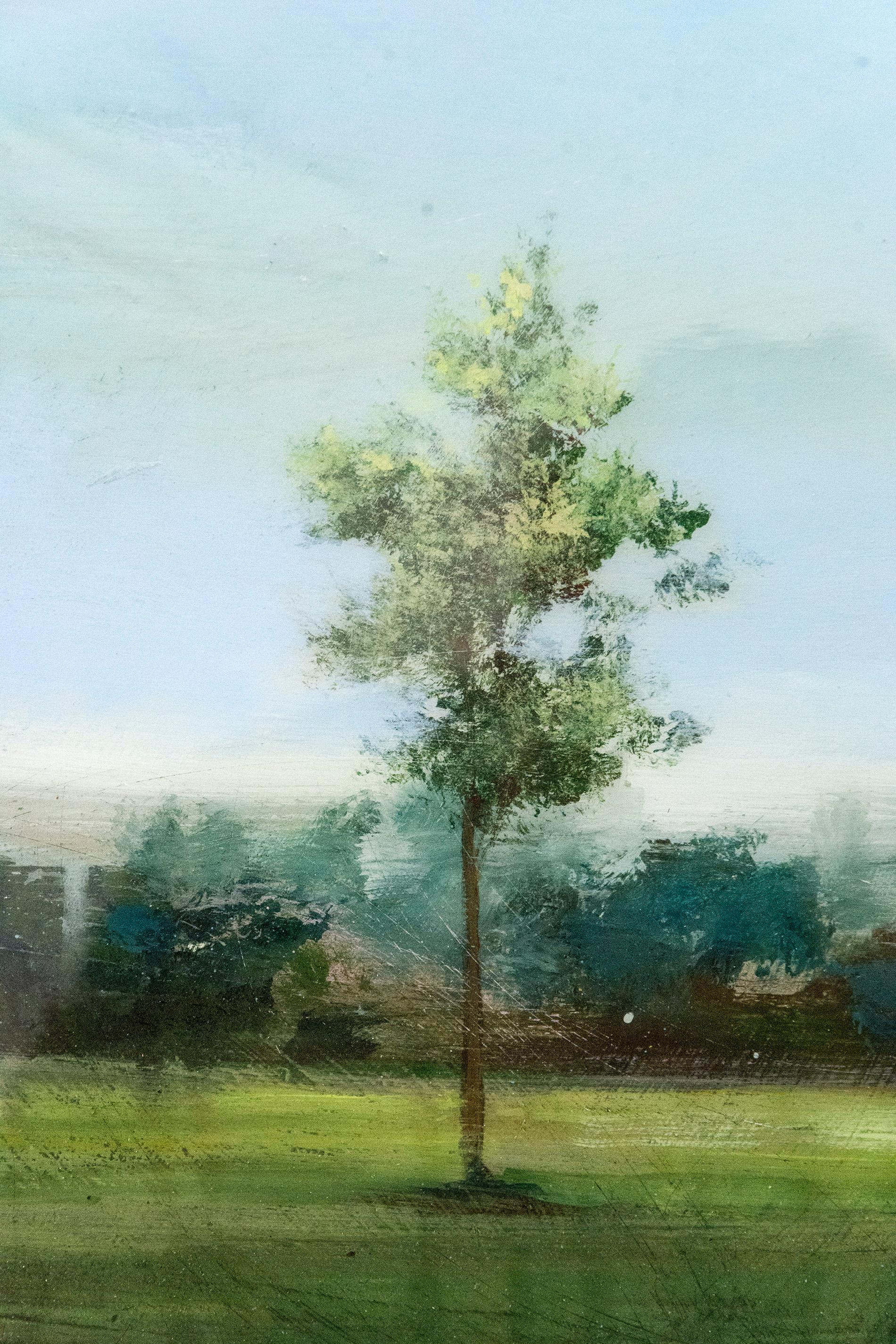 Vice and Virtue - Grüne, blaue, horizontale Landschaft, Acryl und Harz auf Tafel (Zeitgenössisch), Painting, von Peter Hoffer