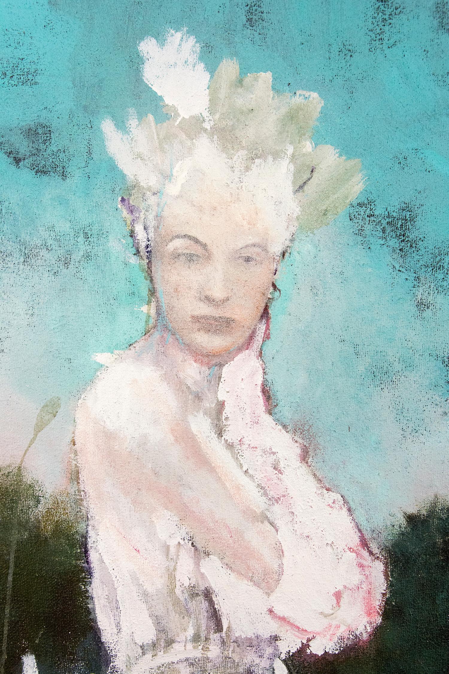 Woman in White - Painting by Peter Hoffer