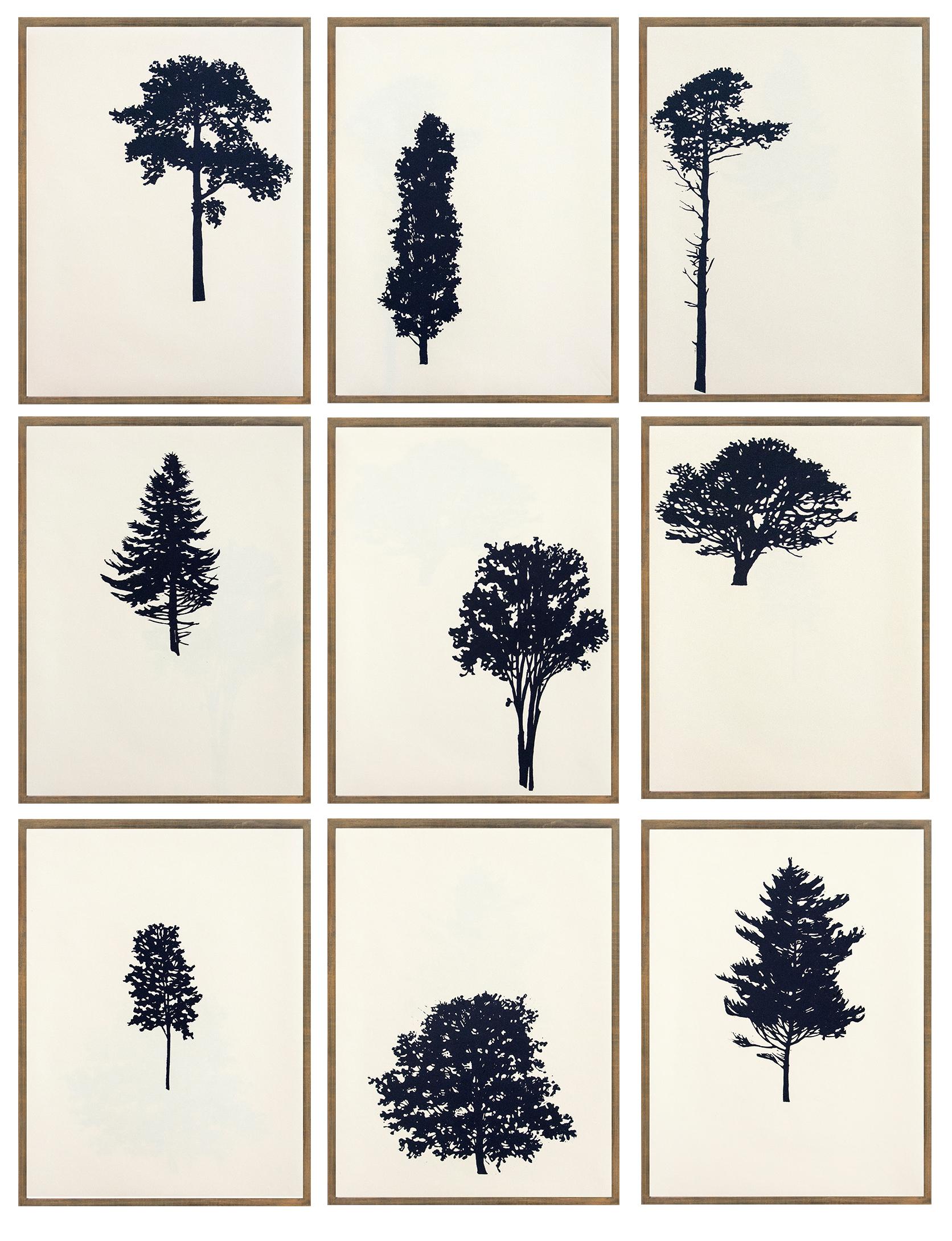 Peter Hoffer Landscape Print - Der Wald  8/12 - portfolio of 9 woodblock prints
