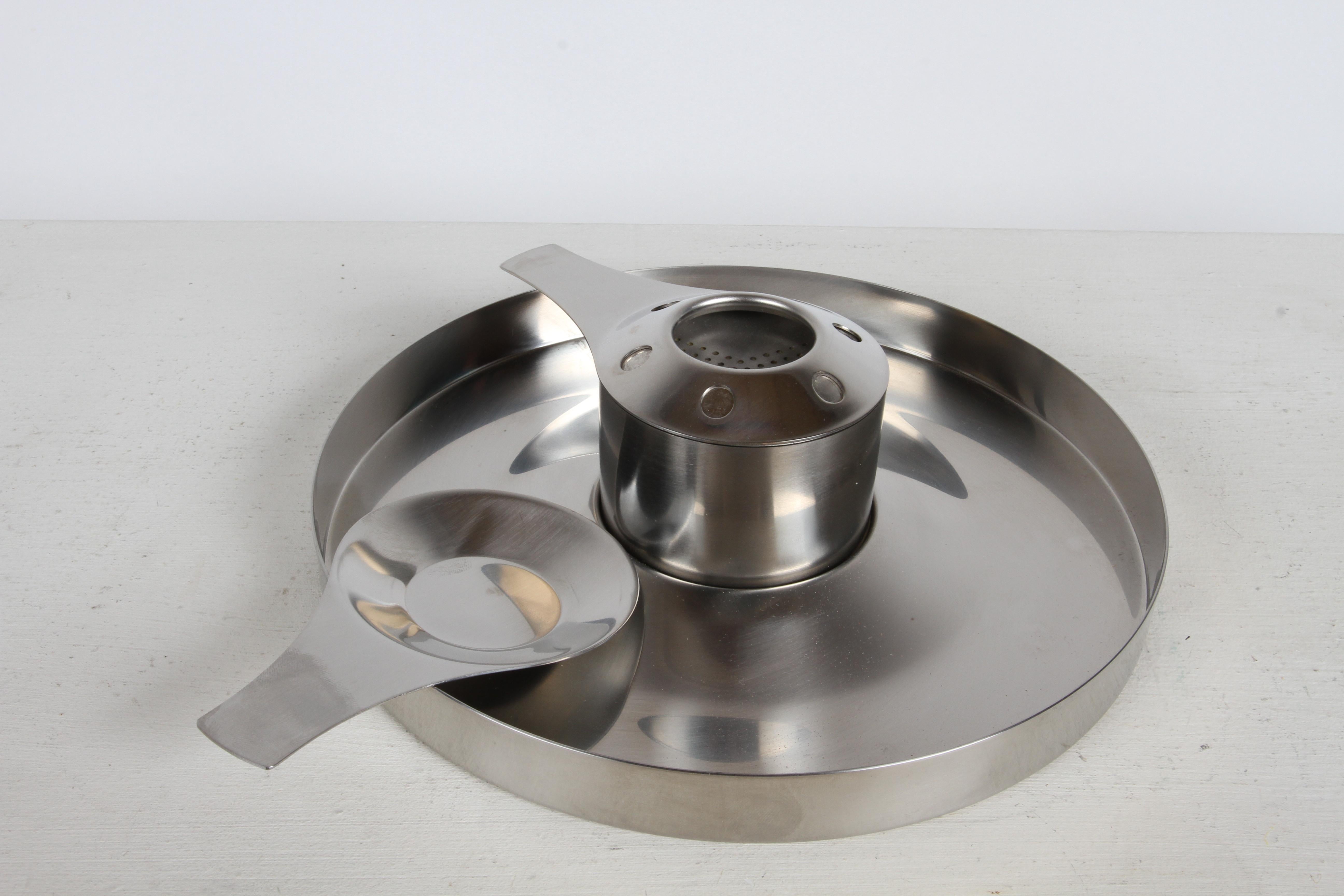 Peter Holmblad Fondue set for Stelton Denmark Stainless Steel & Rosewood - NOS For Sale 8