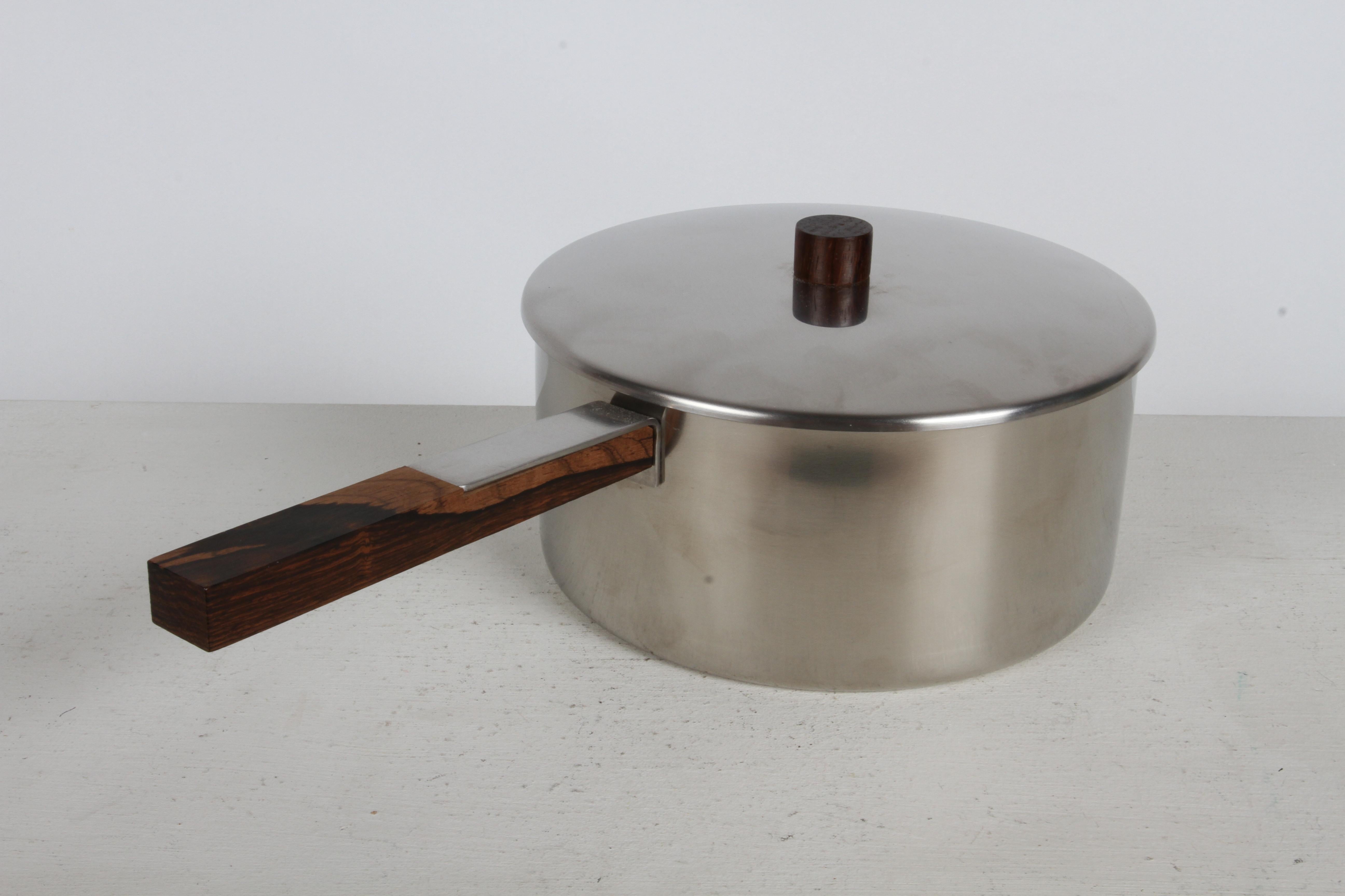 Peter Holmblad Fondue set for Stelton Denmark Stainless Steel & Rosewood - NOS For Sale 9