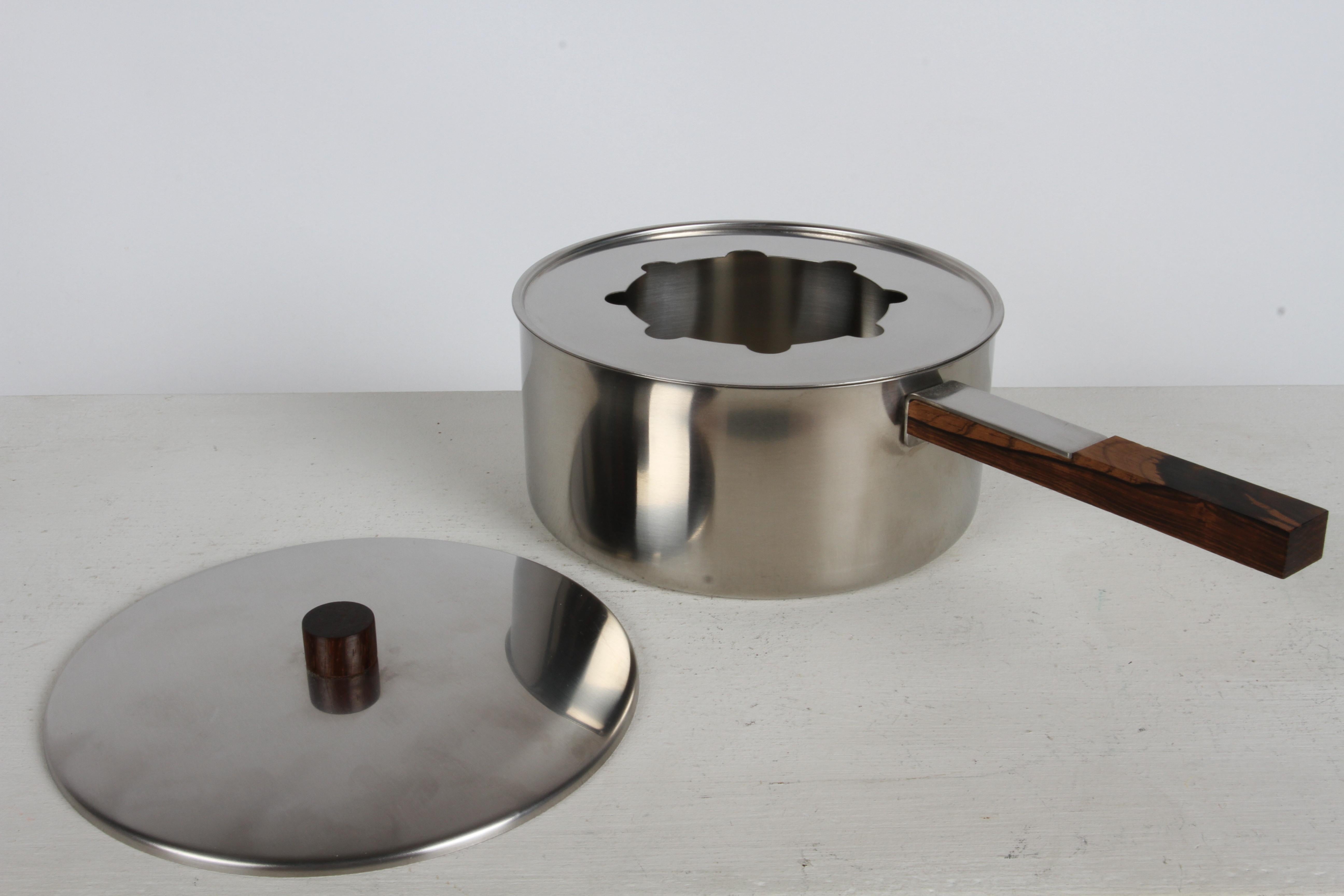 Peter Holmblad Fondue set for Stelton Denmark Stainless Steel & Rosewood - NOS For Sale 10