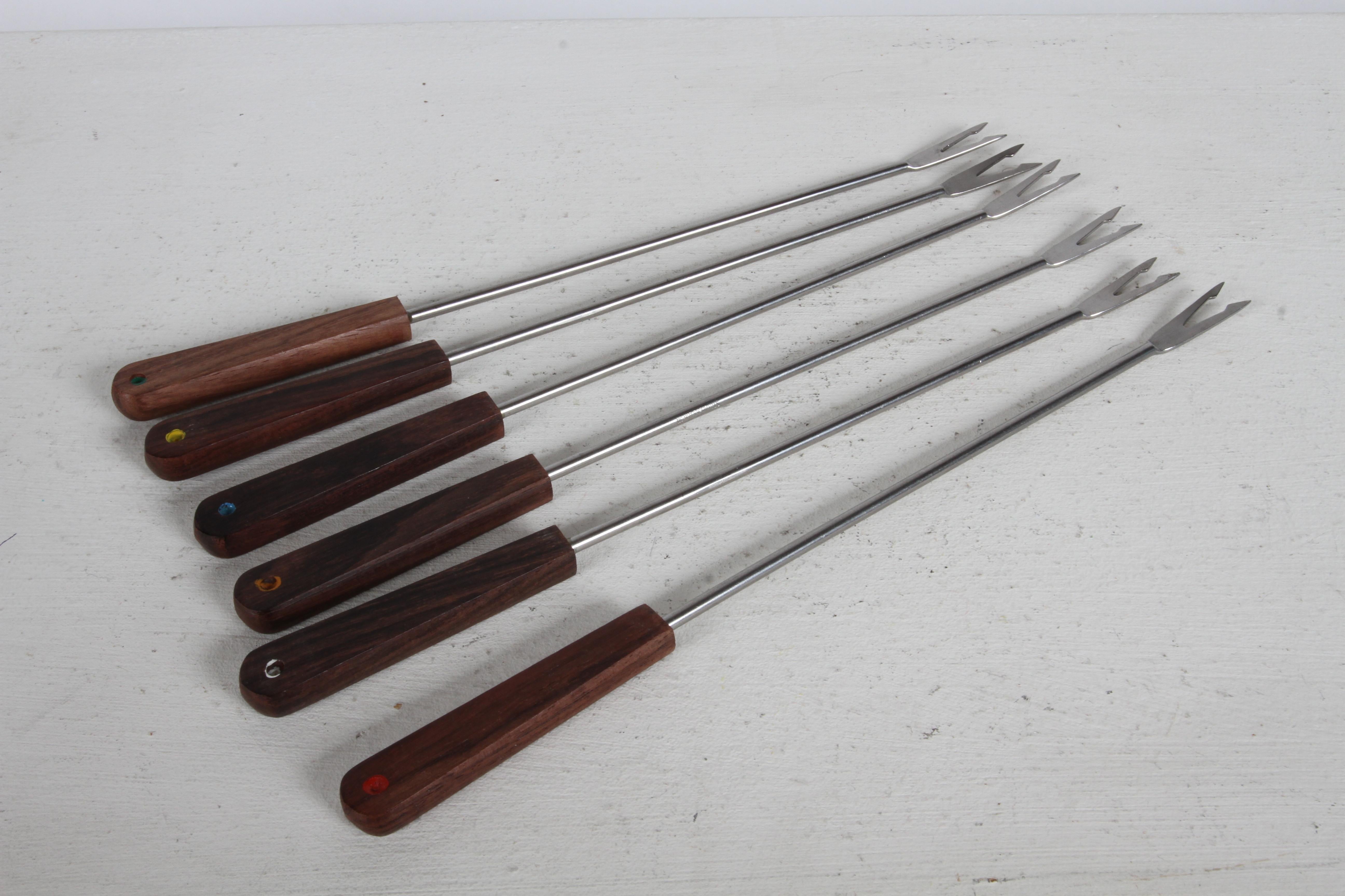 Peter Holmblad Fondue set for Stelton Denmark Stainless Steel & Rosewood - NOS For Sale 12