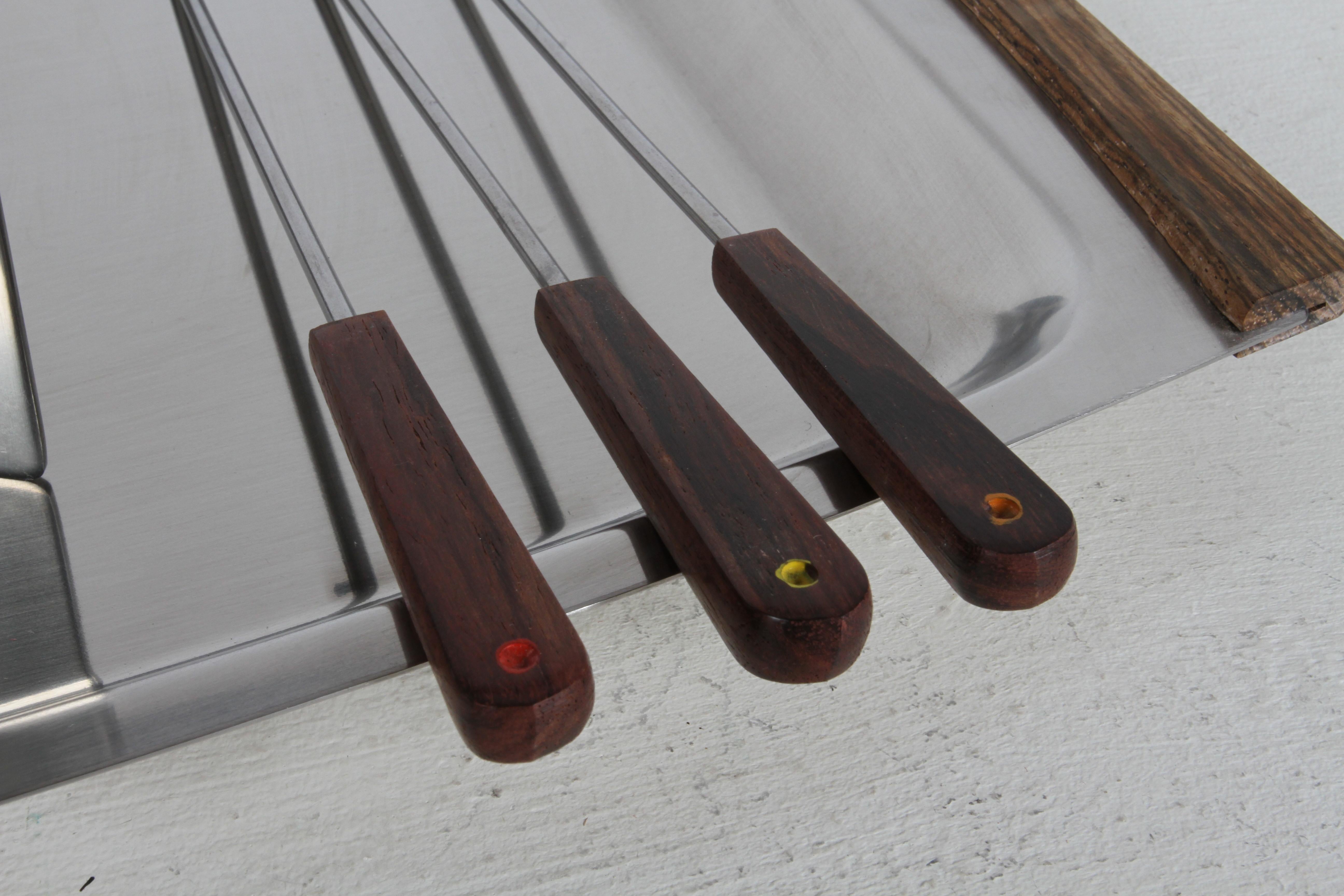 Peter Holmblad Fondue set for Stelton Denmark Stainless Steel & Rosewood - NOS For Sale 13