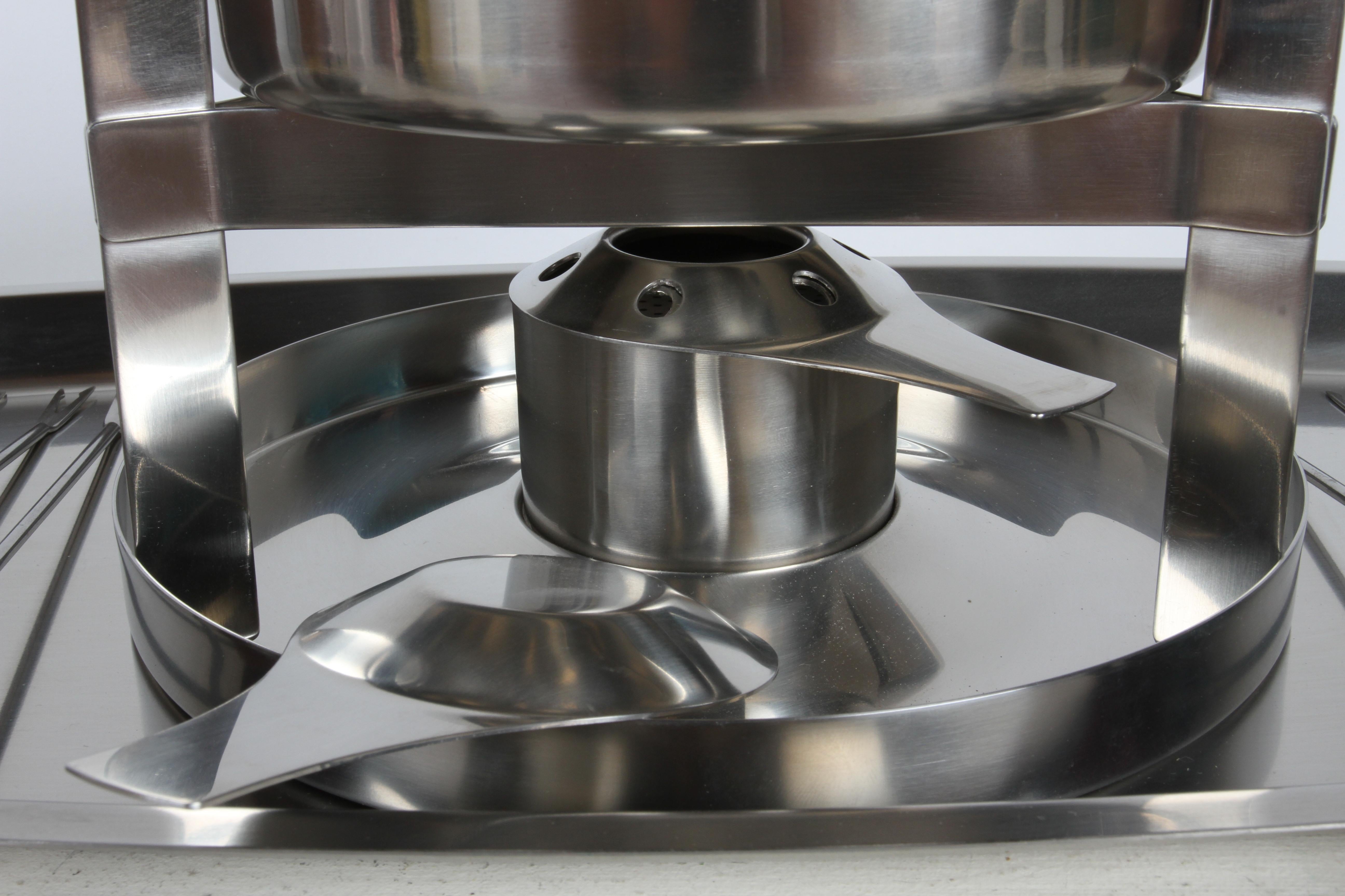Late 20th Century Peter Holmblad Fondue set for Stelton Denmark Stainless Steel & Rosewood - NOS For Sale