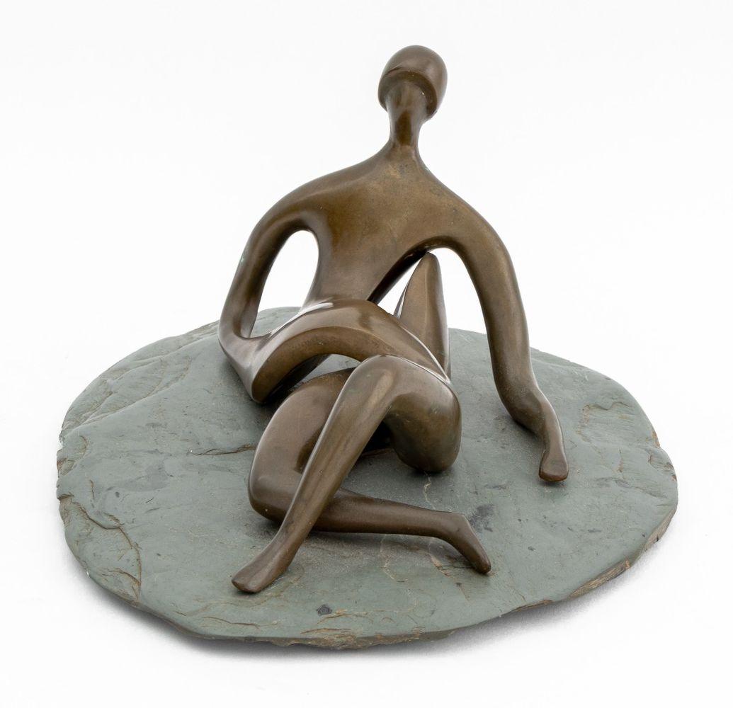 20th Century Peter Hord Stylized Figural Bronze Sculptures, 2 For Sale