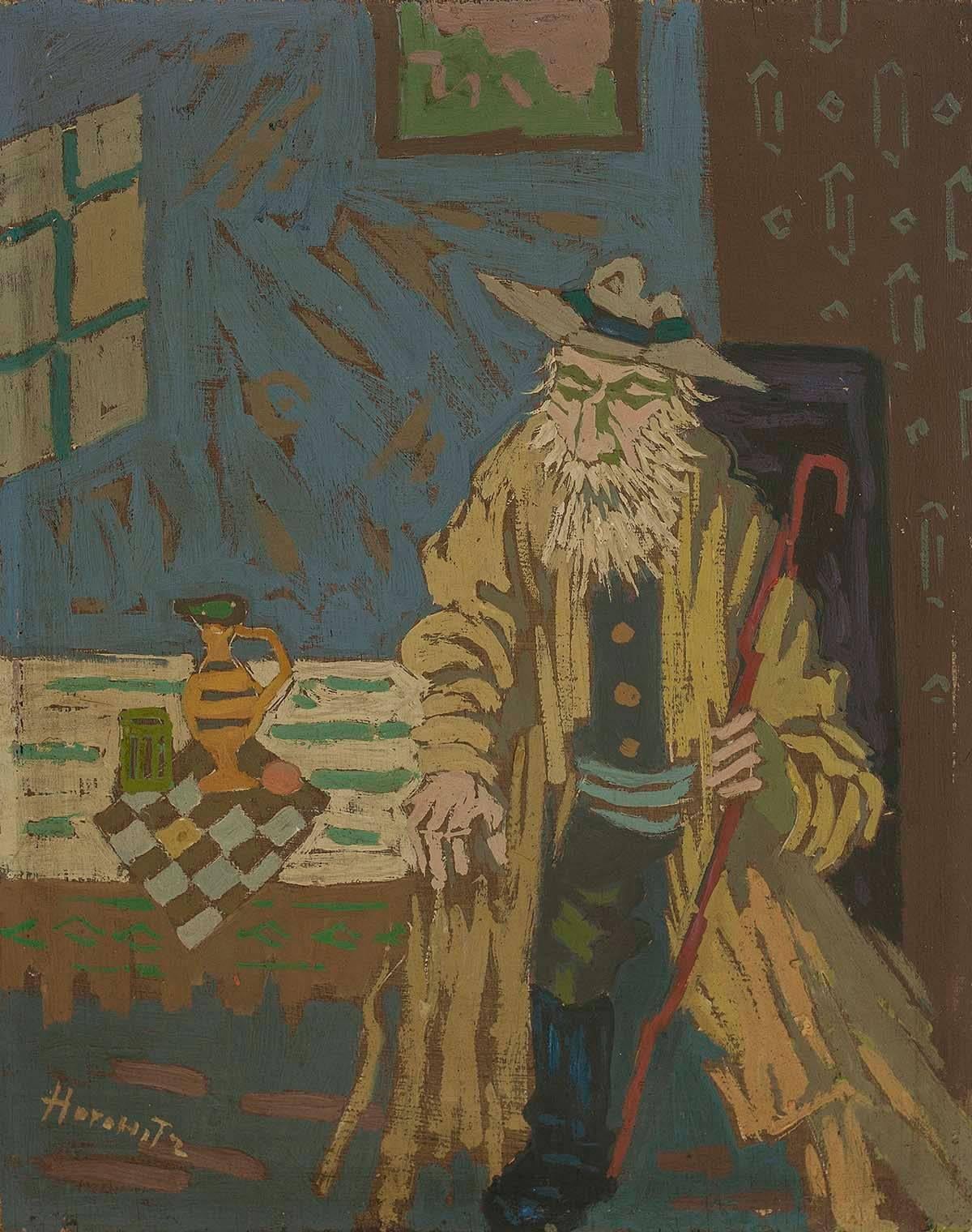 Figurative Painting di Peter Horowitz - Gerosolimitano a tavola, pittura ad olio Judaica