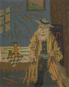 Jerusalemite at the Table, Judaica Oil Painting