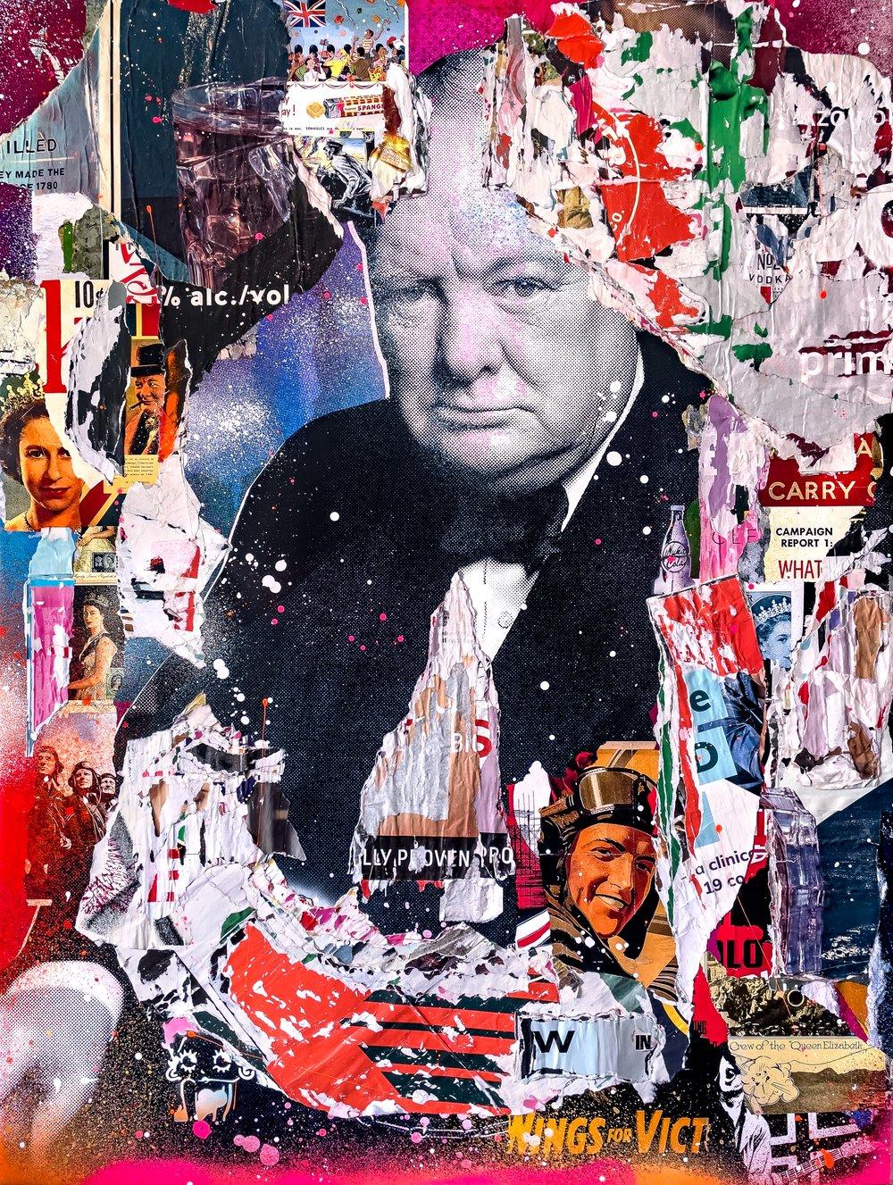 Churchill (PH34) - Mixed Media Art by Peter Horvath