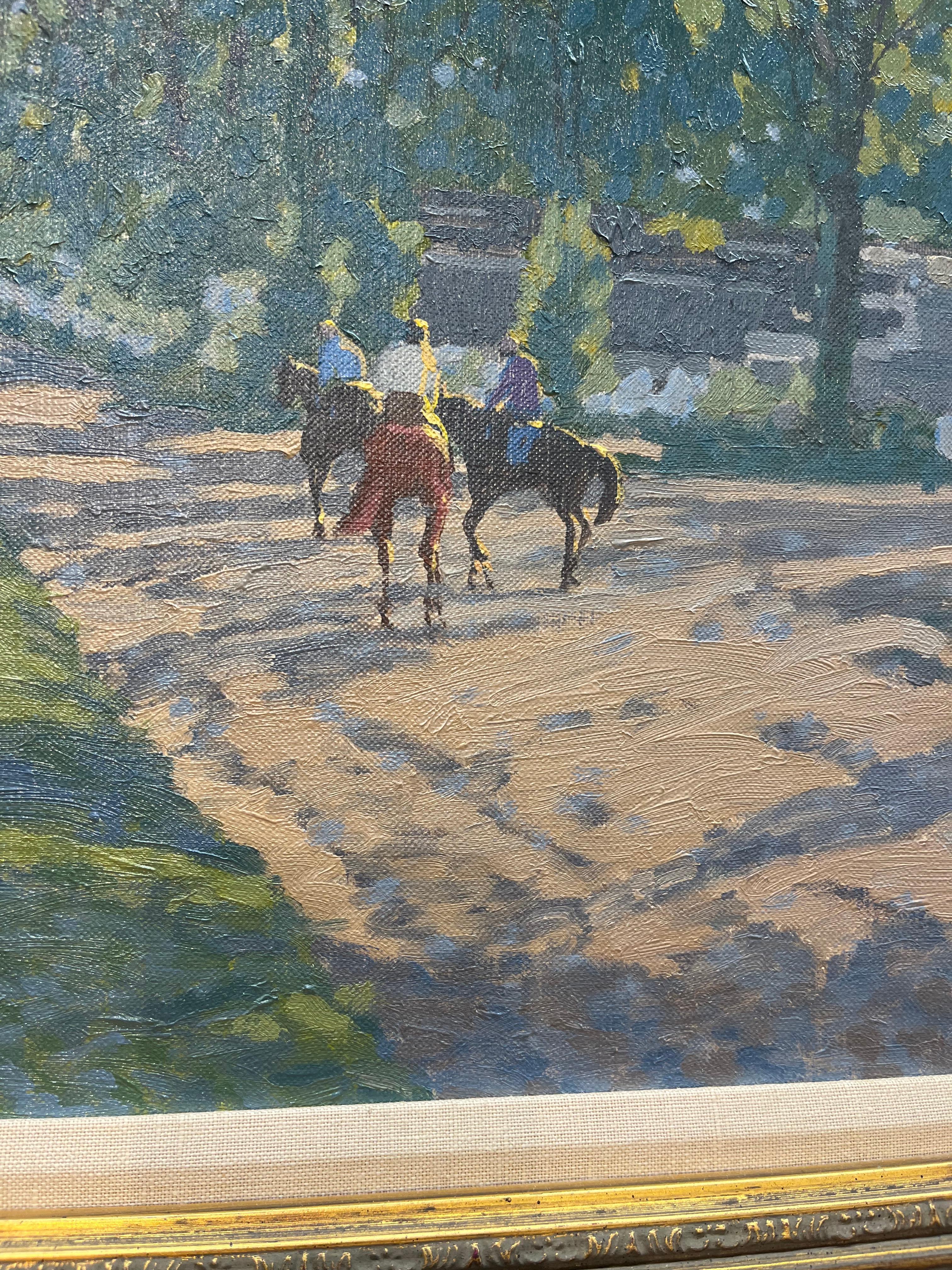 Back Stretch, Saratoga - Animal Painting Grigio di Peter howell